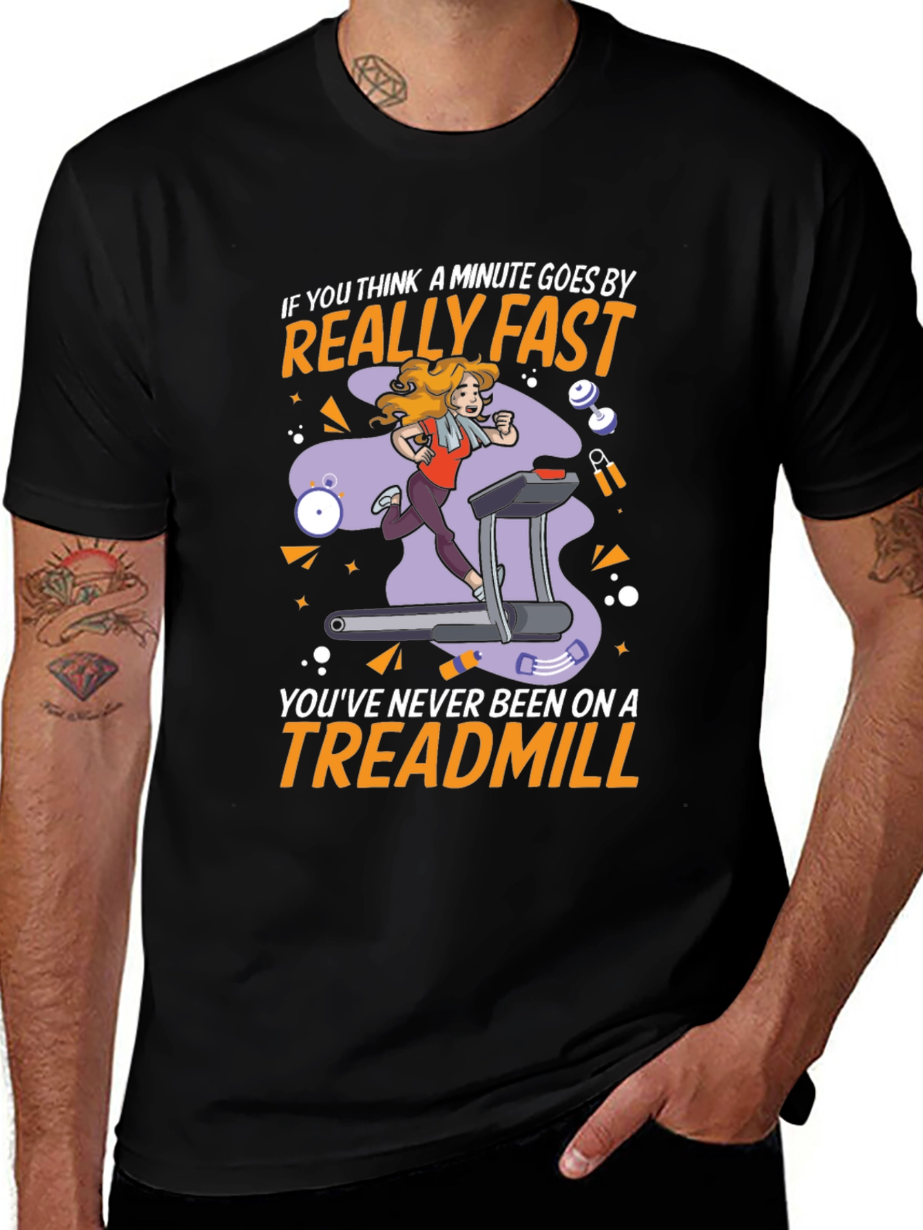 Funny Treadmill Workout T-Shirt - Time Flies