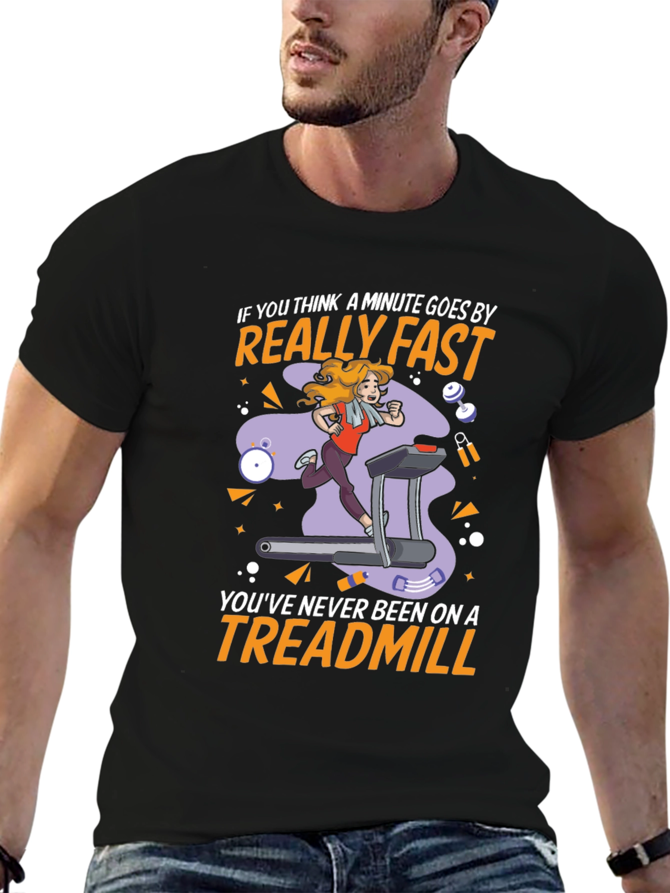 Funny Treadmill Workout T-Shirt - Time Flies