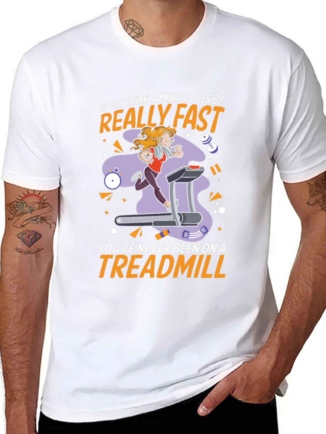 Funny Treadmill Workout T-Shirt - Time Flies