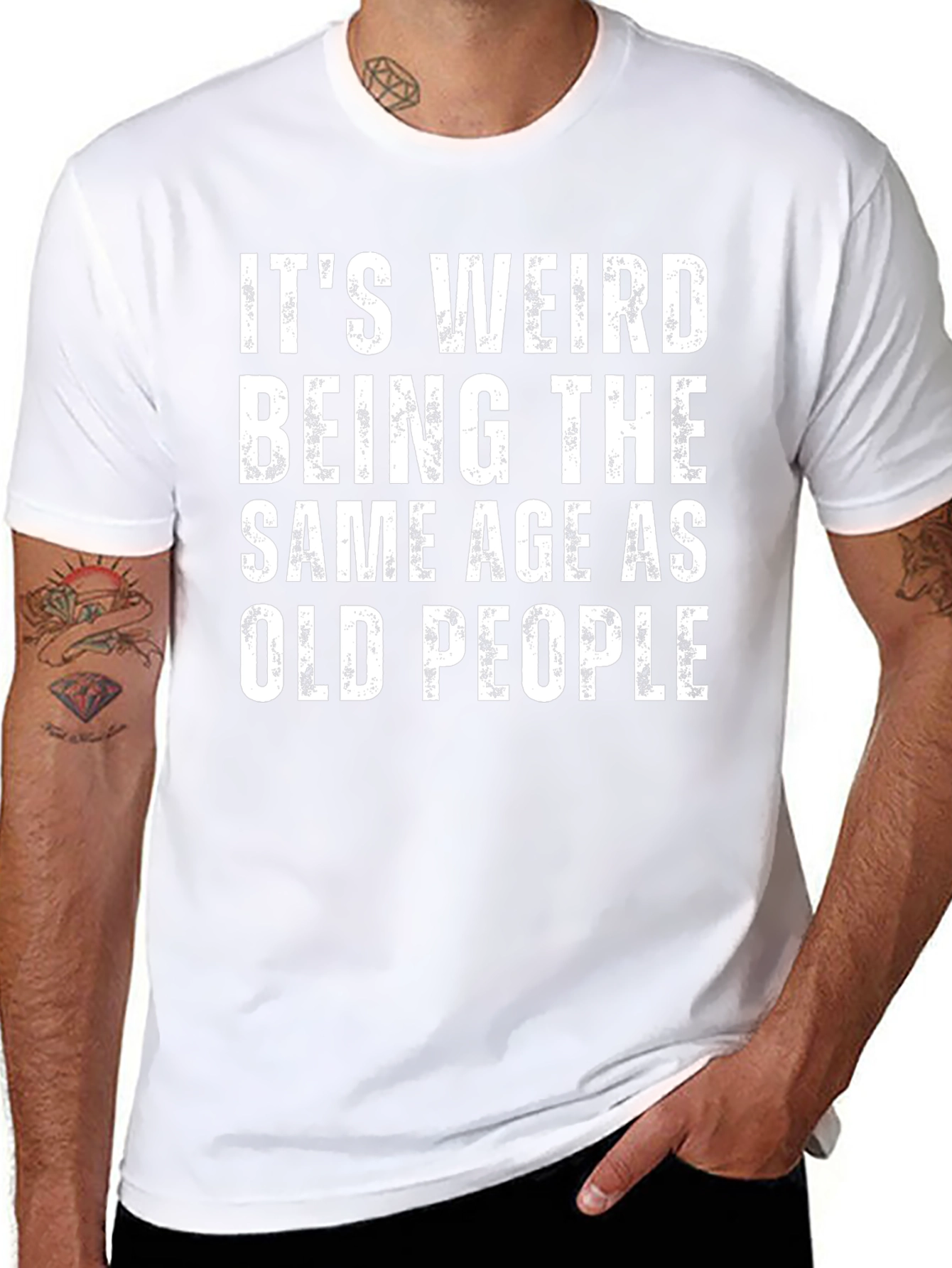 Funny Same Age as Old People Black Graphic Tee