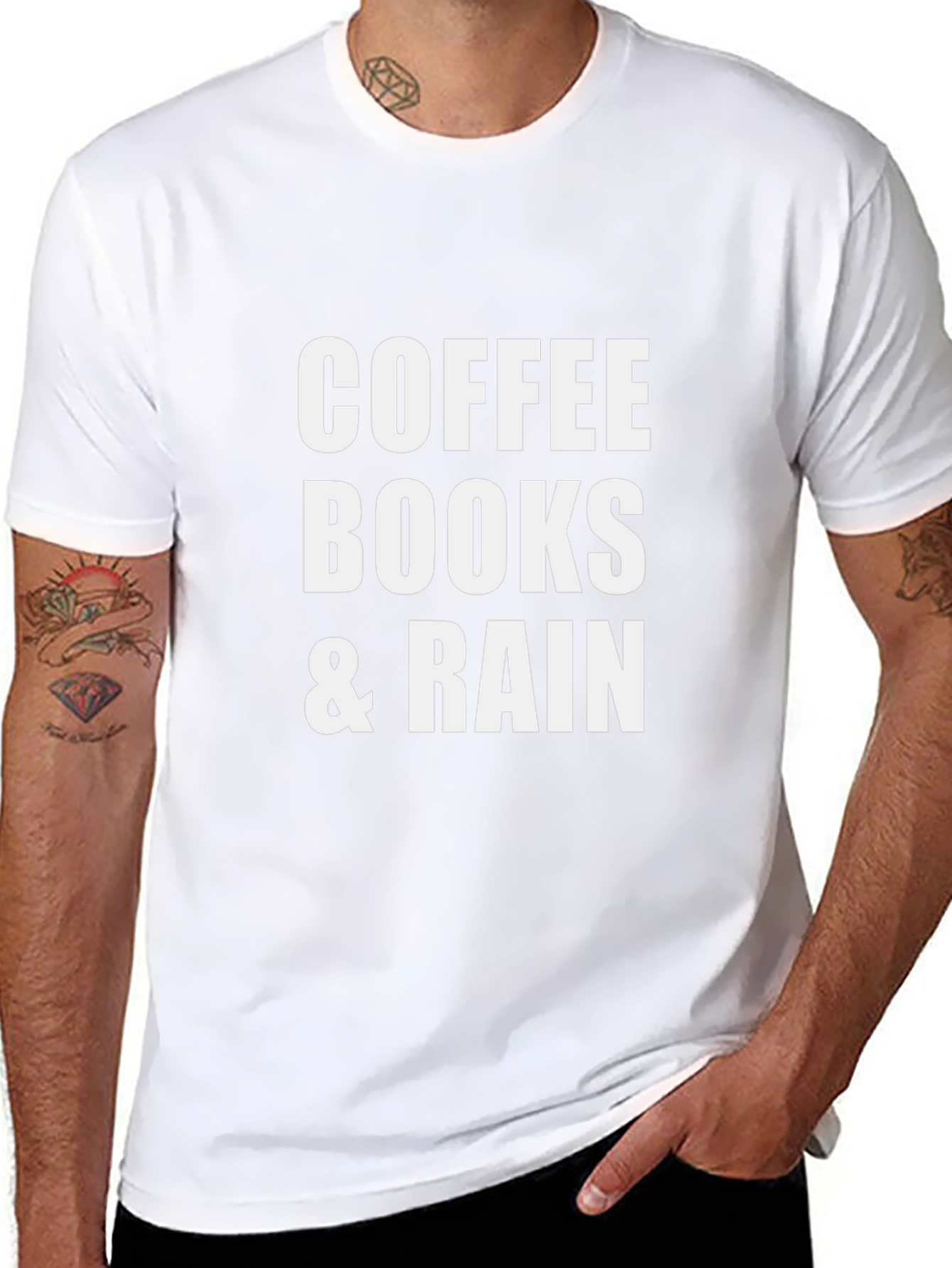 Coffee Books & Rain Black T-Shirt