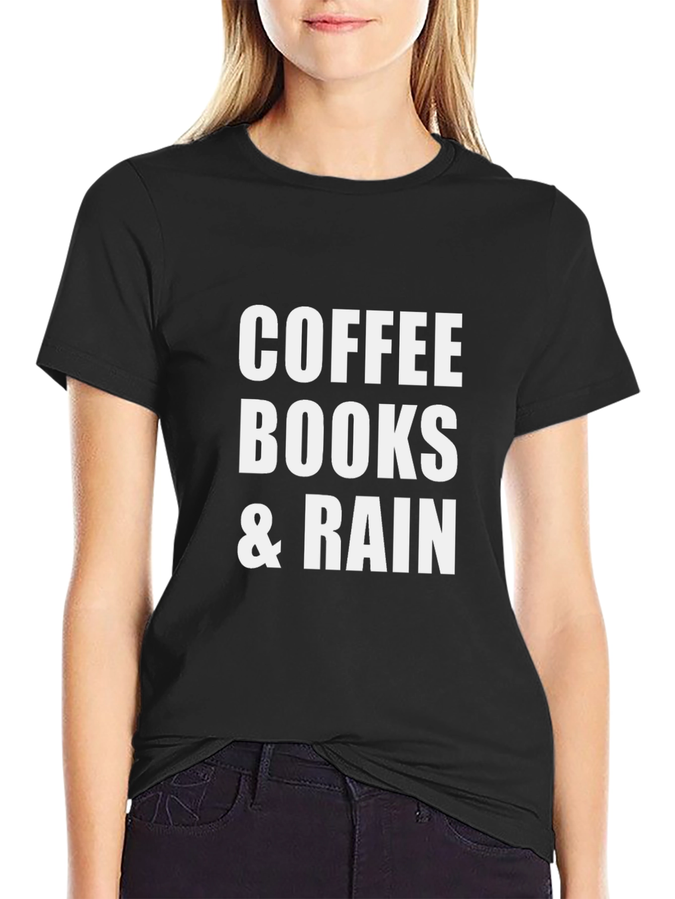 Coffee Books & Rain Black T-Shirt