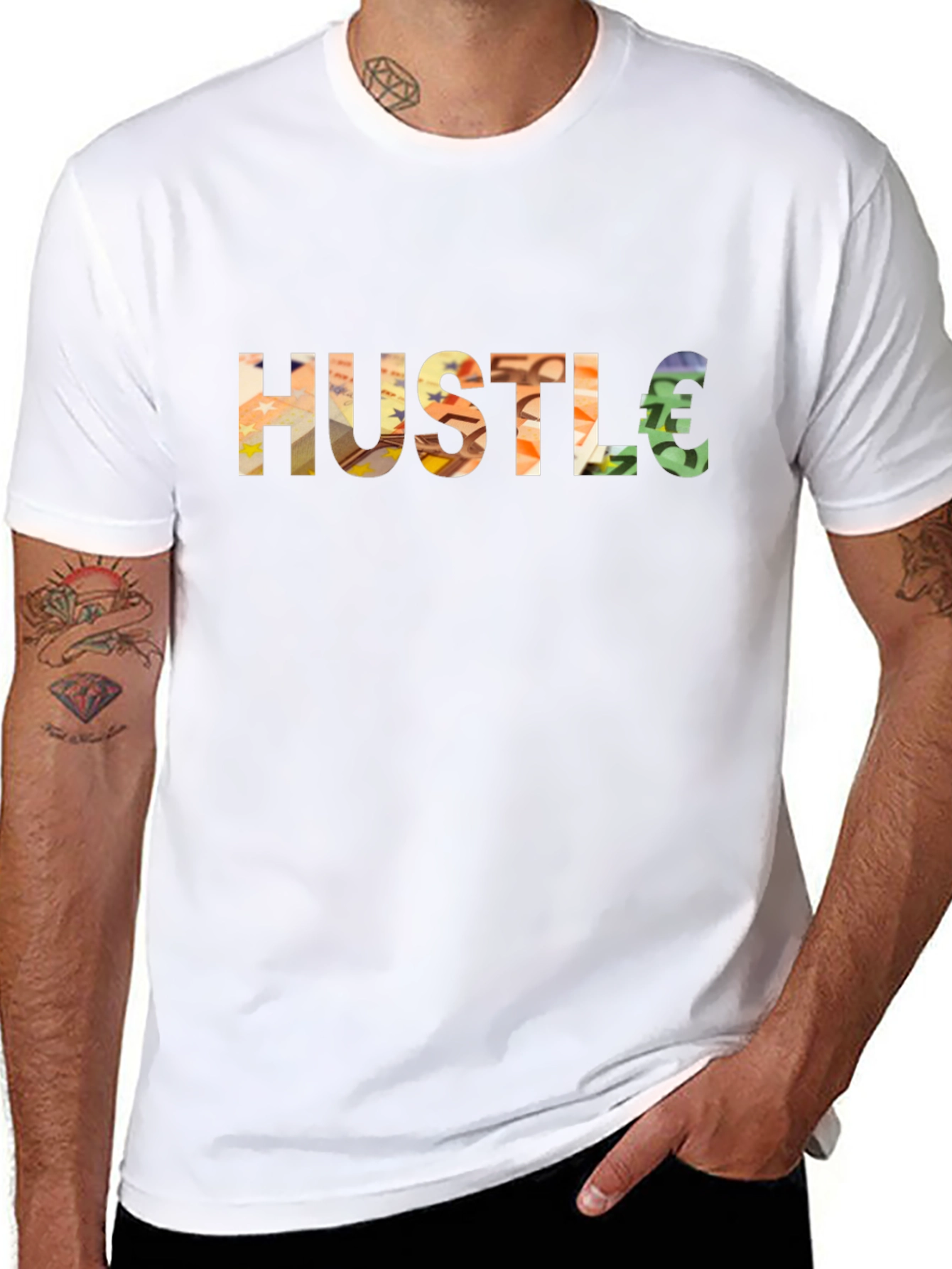 Hustle Euro Sign Graphic T-Shirt