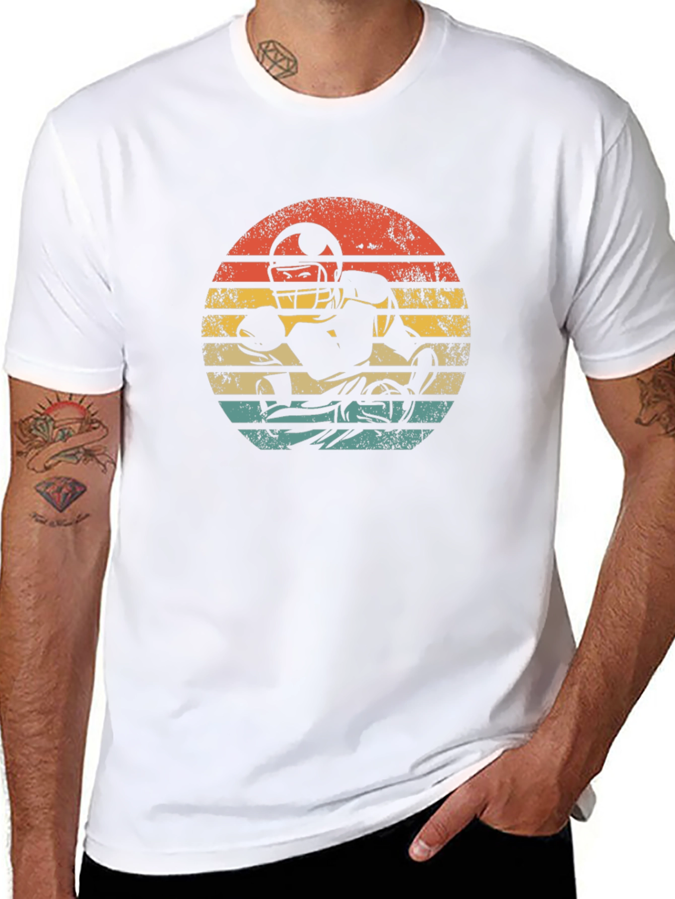 Retro Football Player Graphic T-Shirt