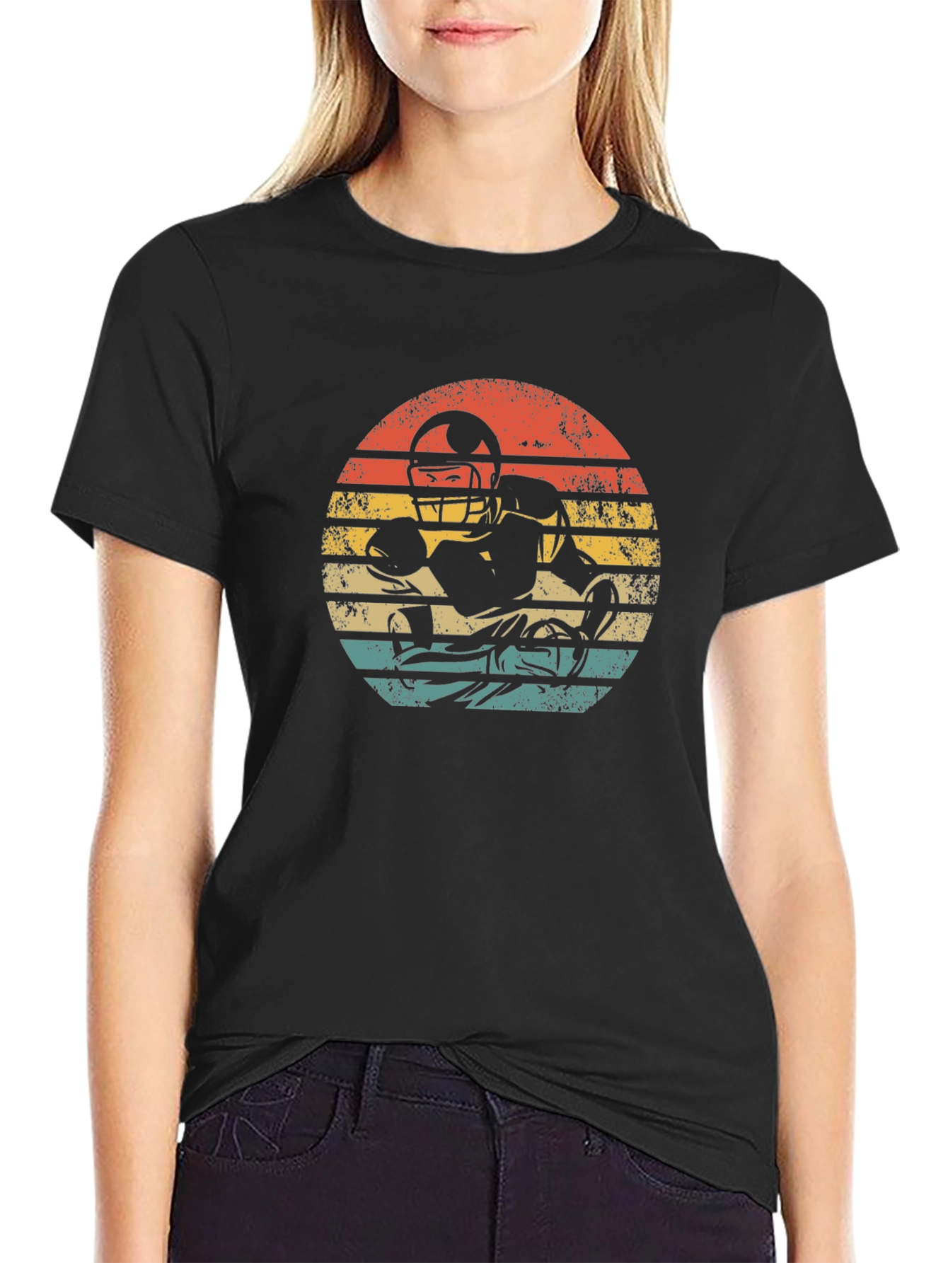 Retro Football Player Graphic T-Shirt