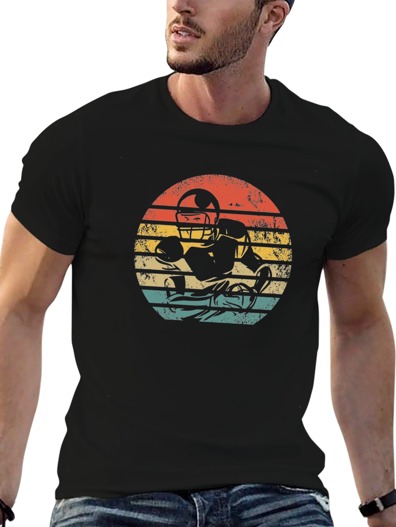 Retro Football Player Graphic T-Shirt