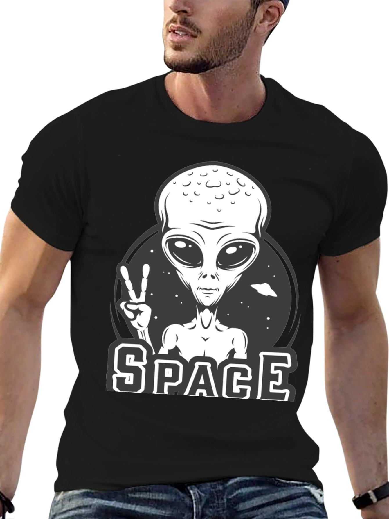 Alien Peace Sign Graphic Tee