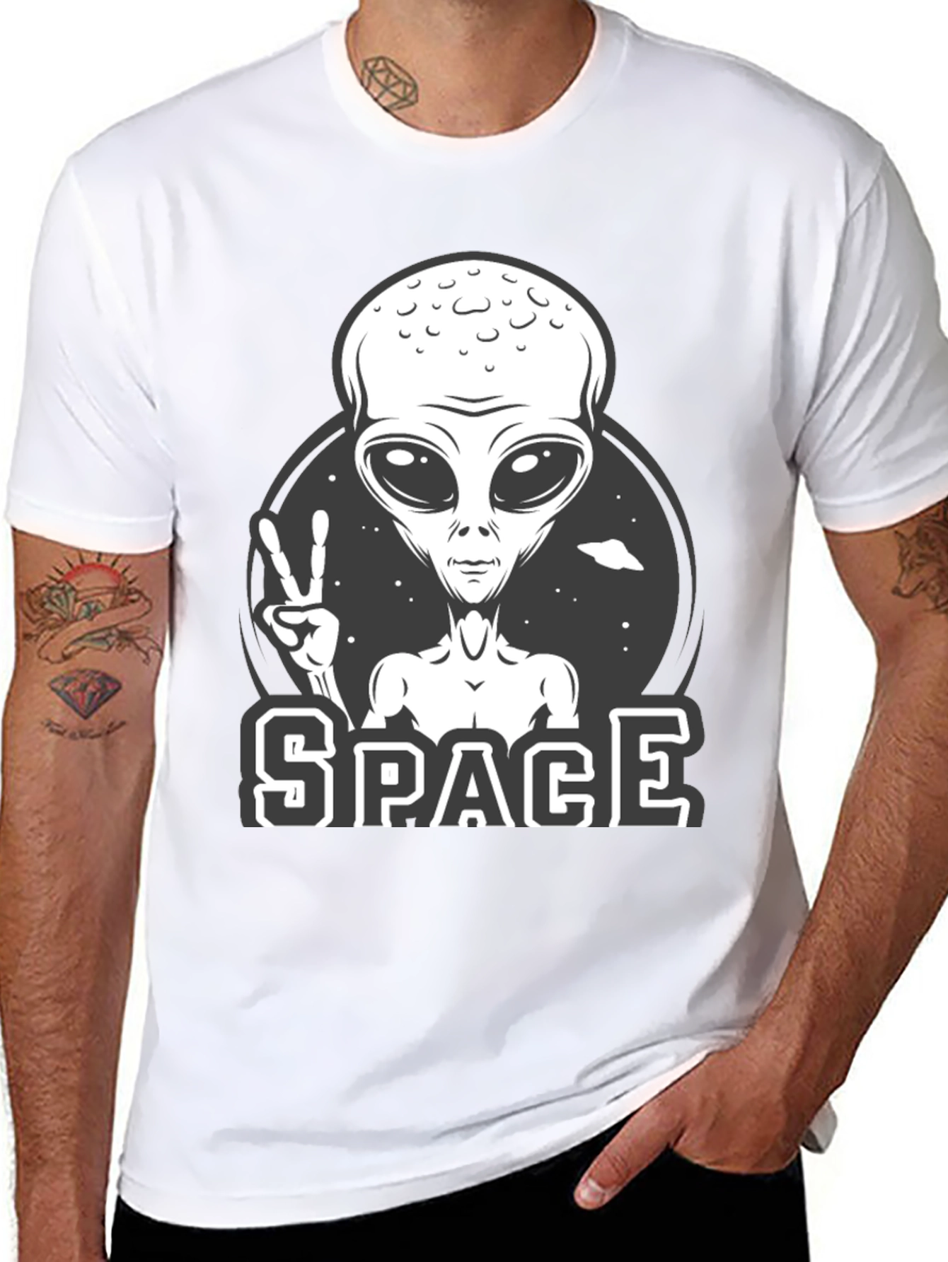 Alien Peace Sign Graphic Tee