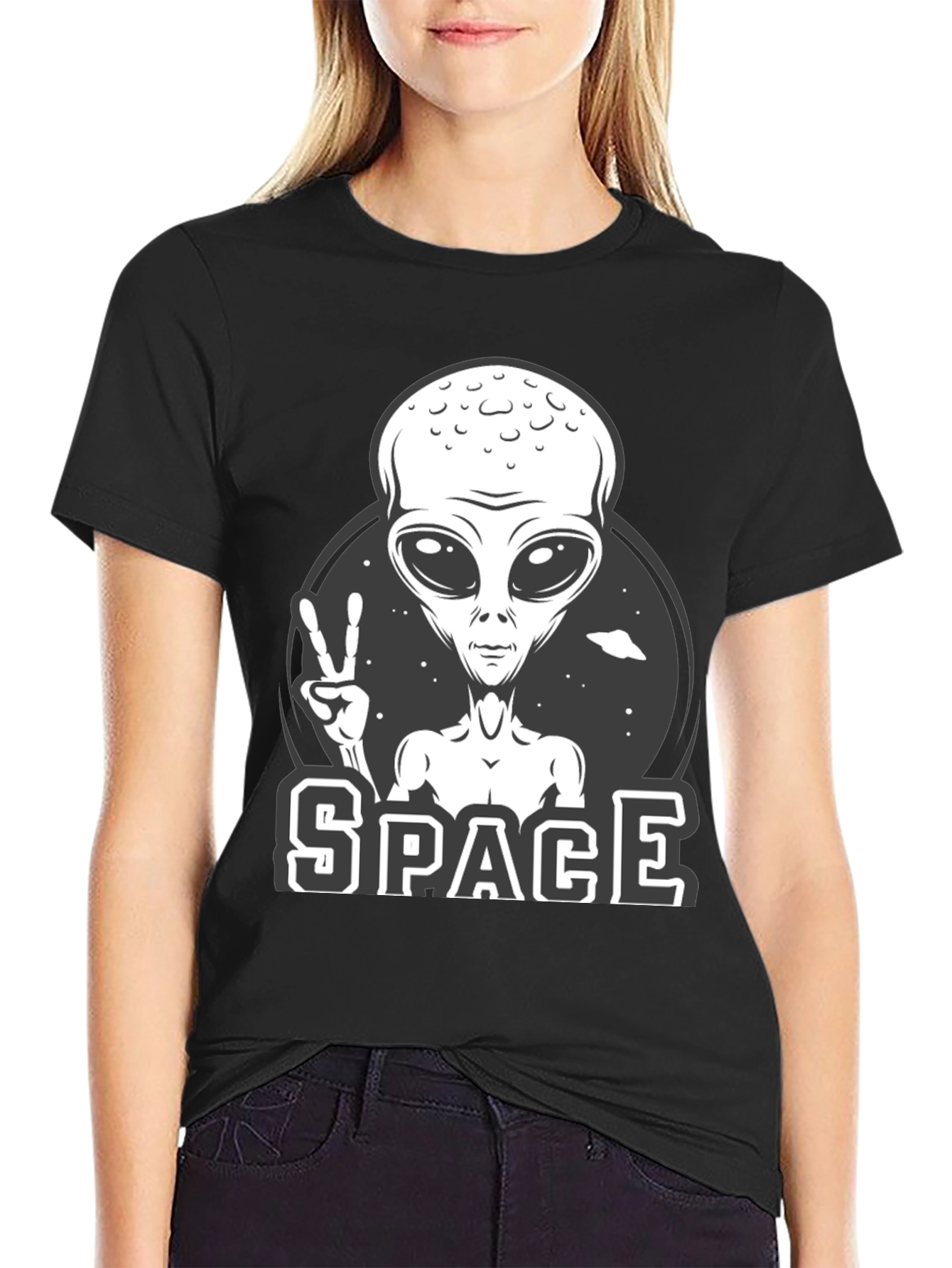 Alien Peace Sign Graphic Tee