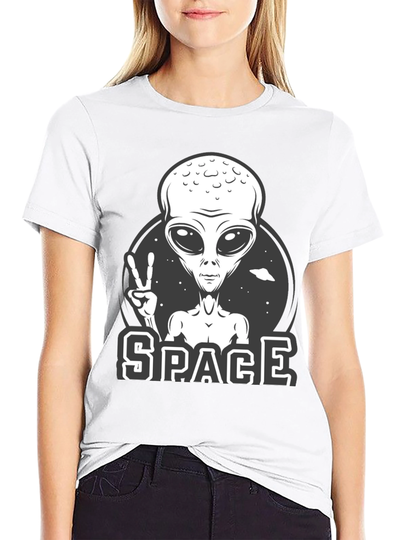 Alien Peace Sign Graphic Tee