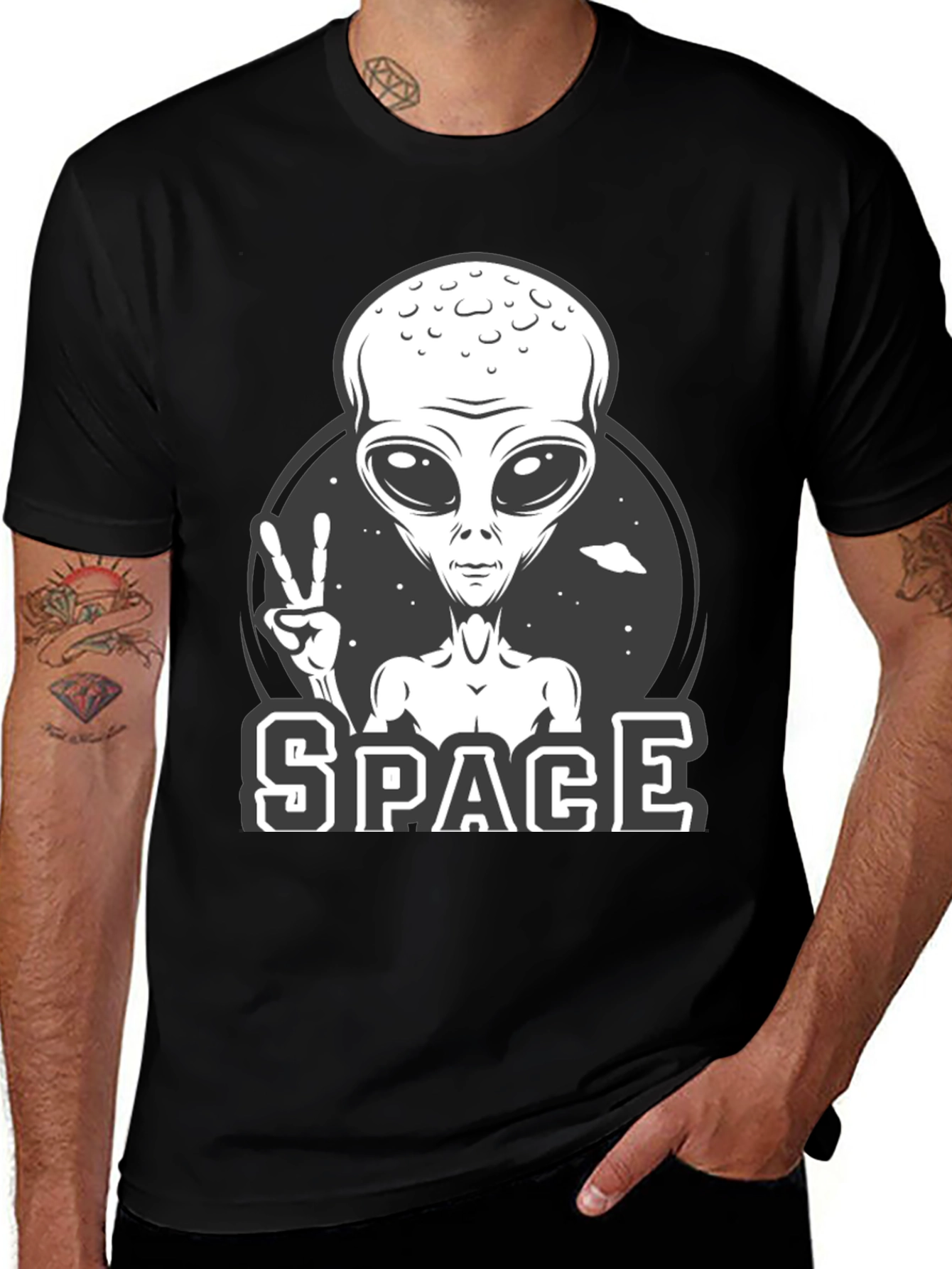 Alien Peace Sign Graphic Tee