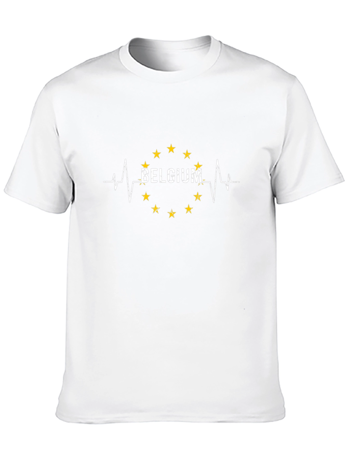 Belgium Flag Heartbeat T-Shirt - Black