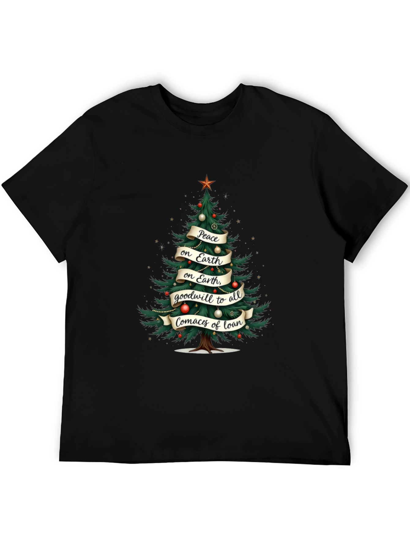 Christmas Tree Peace on Earth Graphic T-Shirt