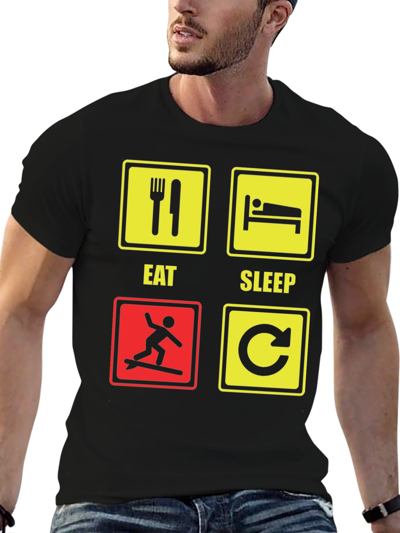 Eat Sleep Surf Repeat T-Shirt Funny Surfing Tee