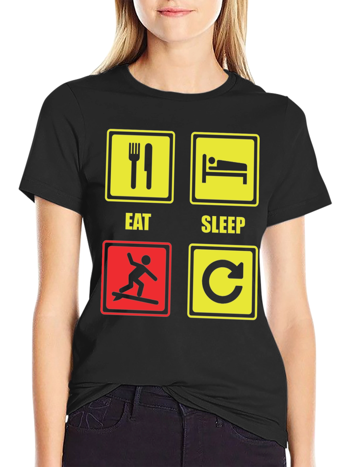 Eat Sleep Surf Repeat T-Shirt Funny Surfing Tee