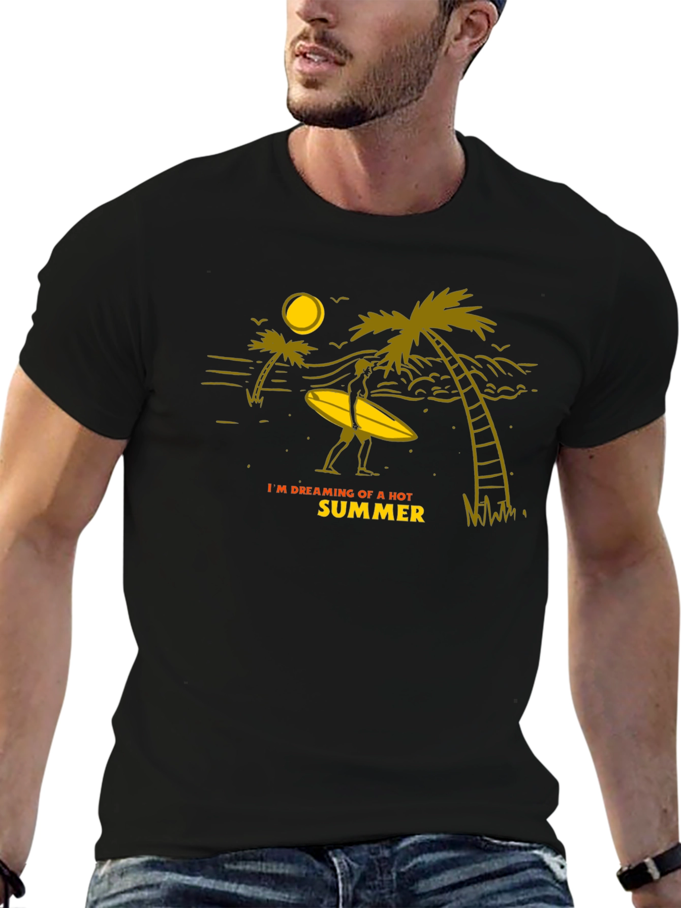 Summer Dreamin Graphic Tee - Black Cotton T-Shirt