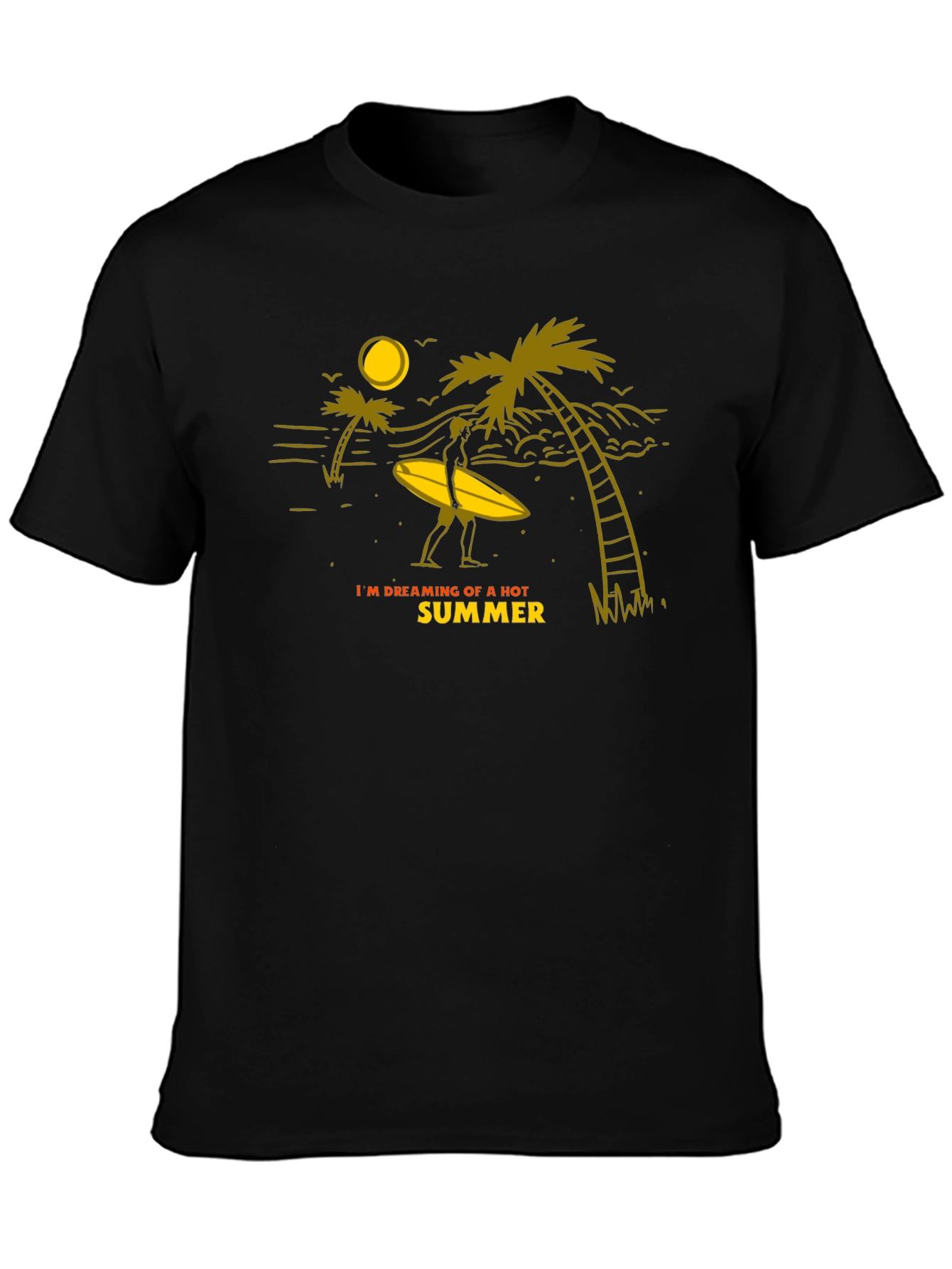 Summer Dreamin Graphic Tee - Black Cotton T-Shirt