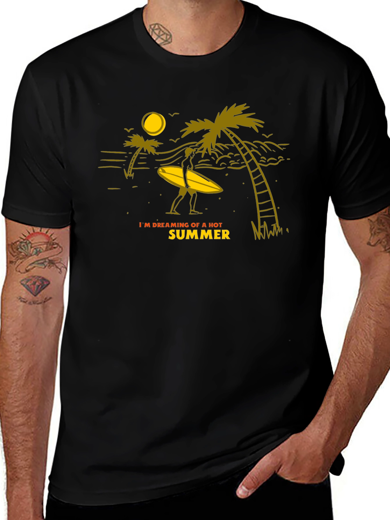 Summer Dreamin Graphic Tee - Black Cotton T-Shirt