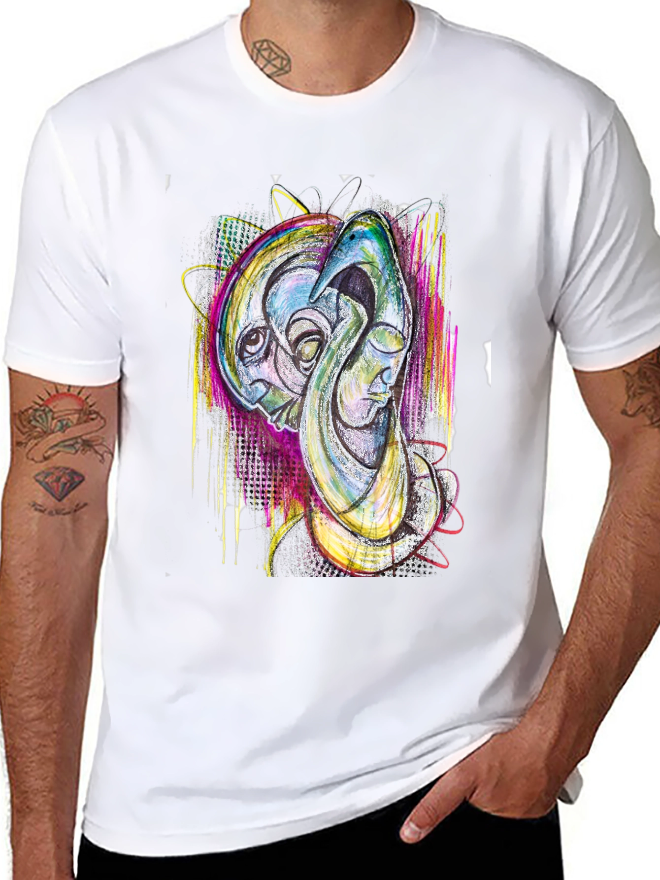 Abstract Art Print Black T-Shirt