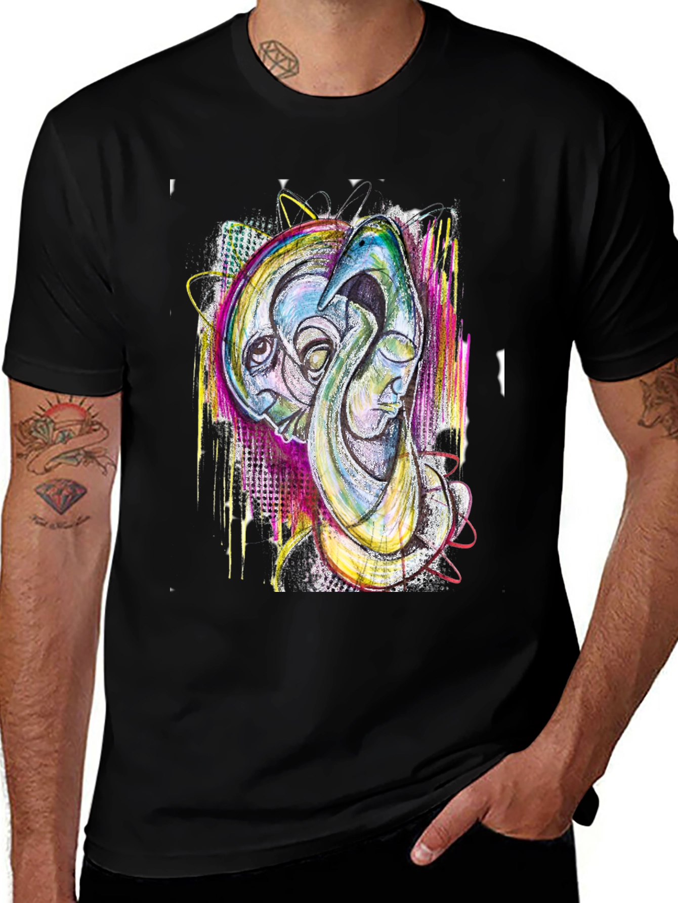 Abstract Art Print Black T-Shirt