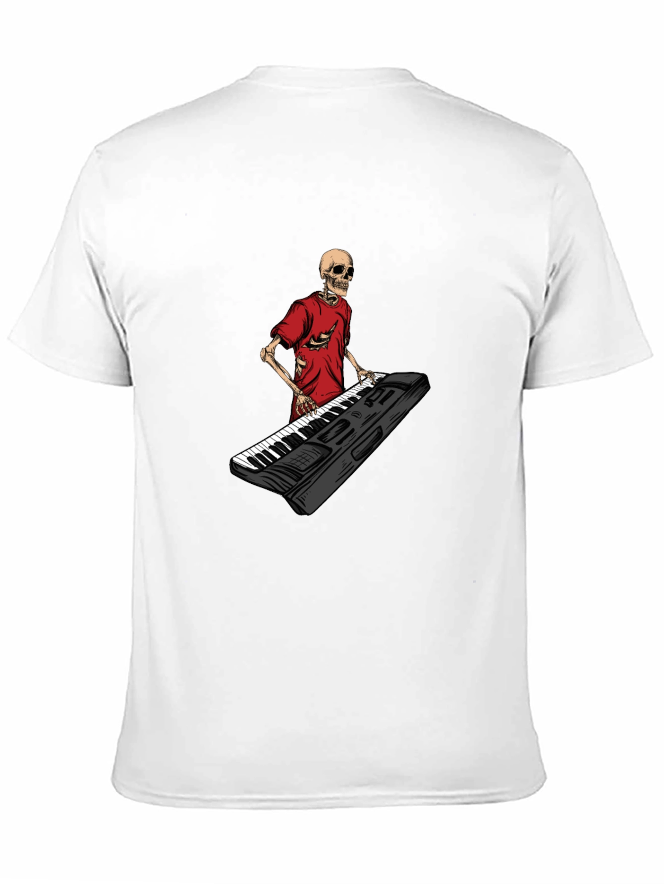 Skeleton Keyboardist Graphic Tee - Black