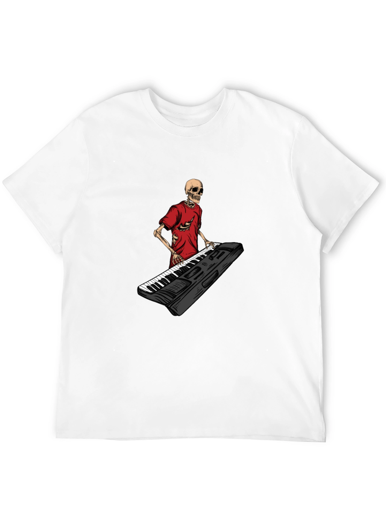 Skeleton Keyboardist Graphic Tee - Black