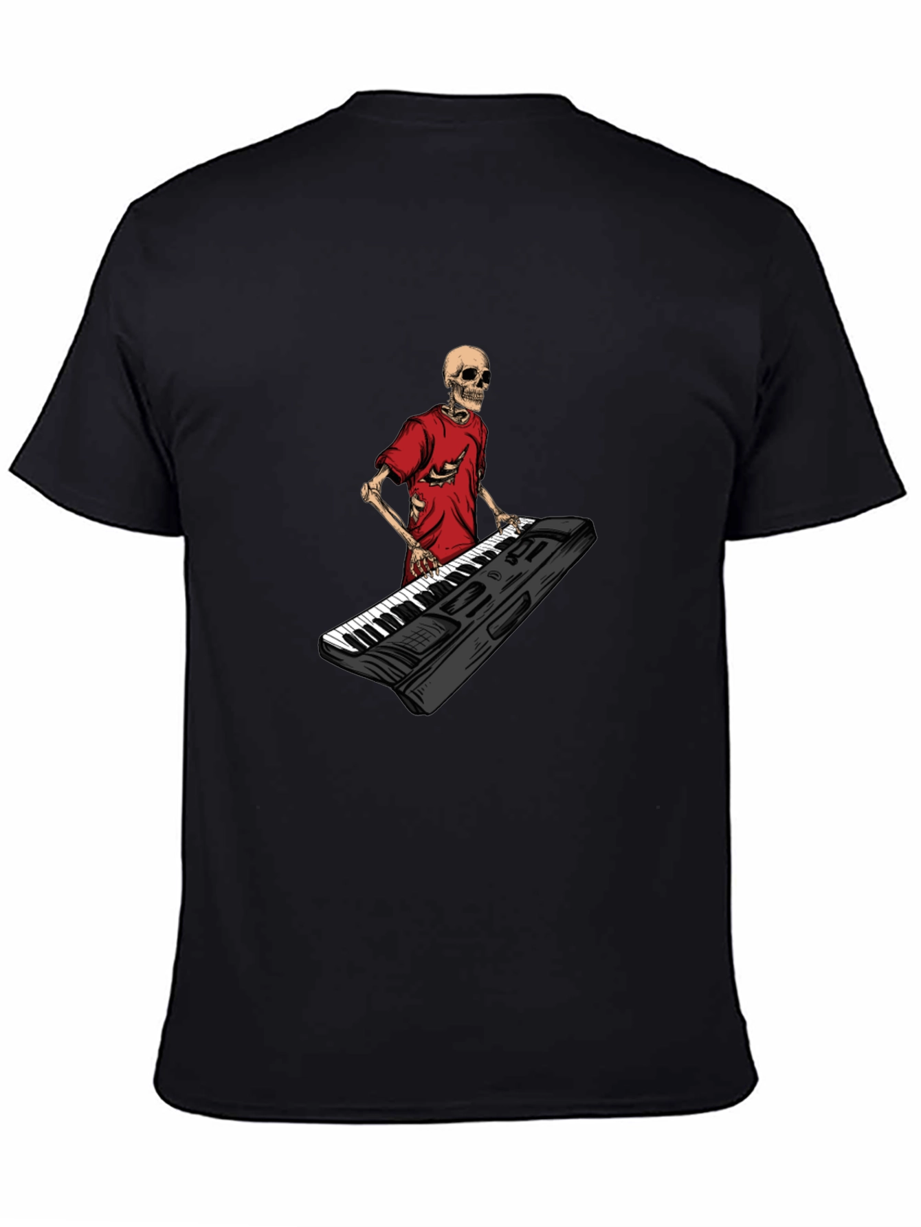 Skeleton Keyboardist Graphic Tee - Black