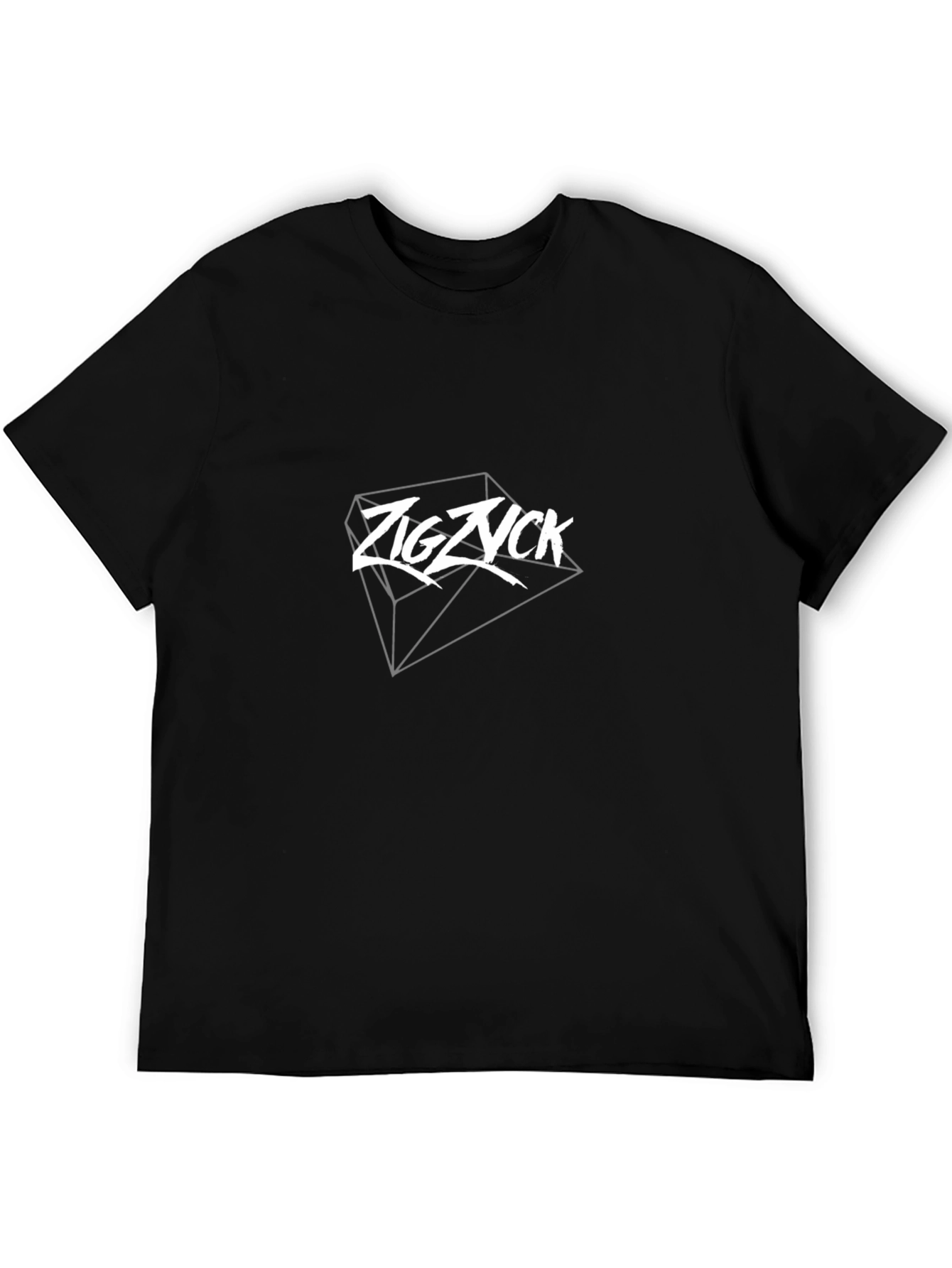 Zigzyck Diamond Graphic Tee - Black Cotton T-Shirt