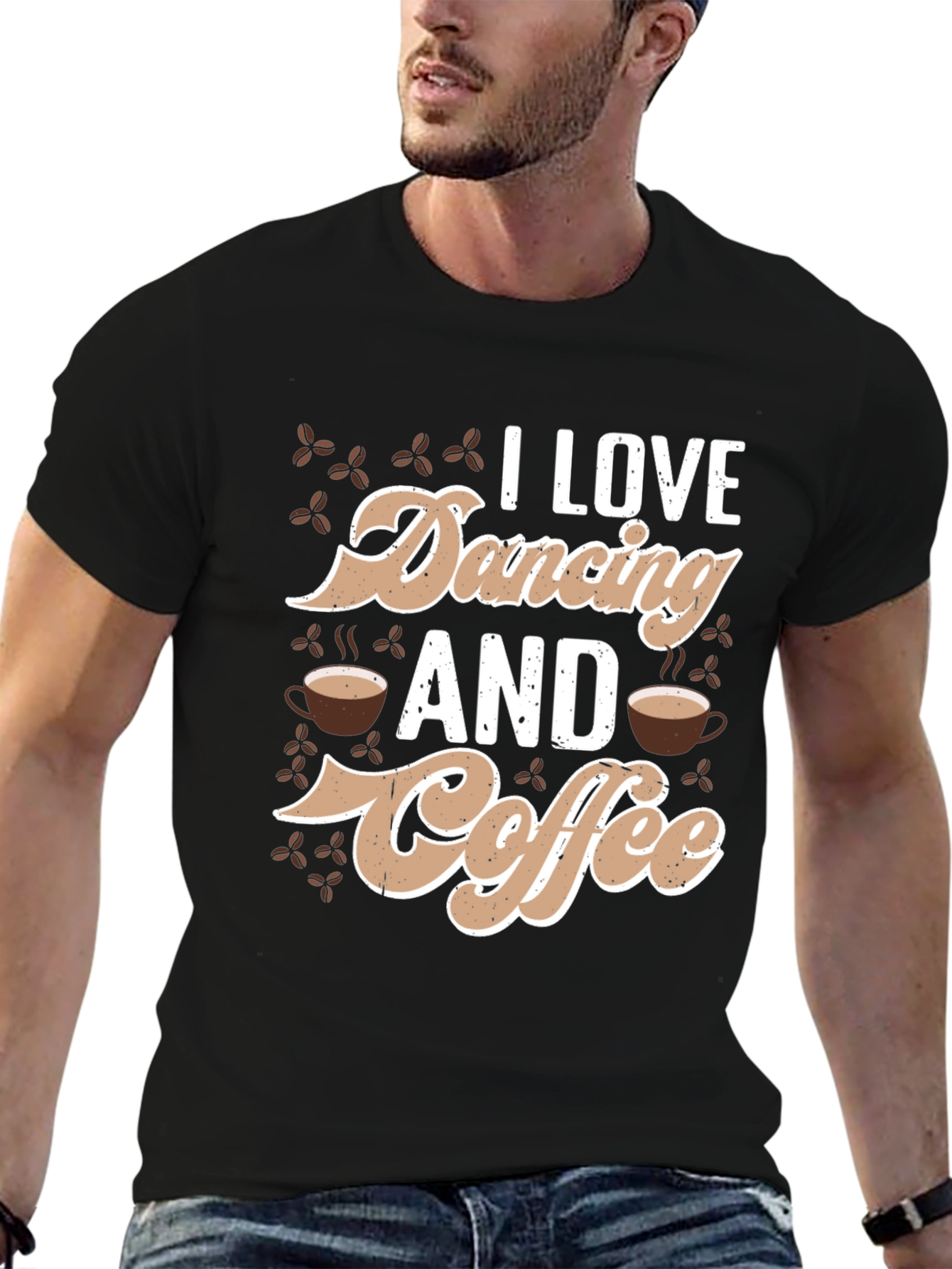 I Love Dancing and Coffee Black Graphic Tee