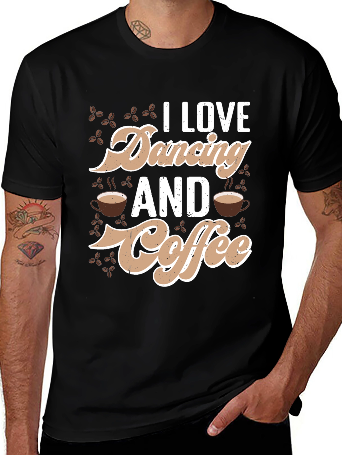 I Love Dancing and Coffee Black Graphic Tee