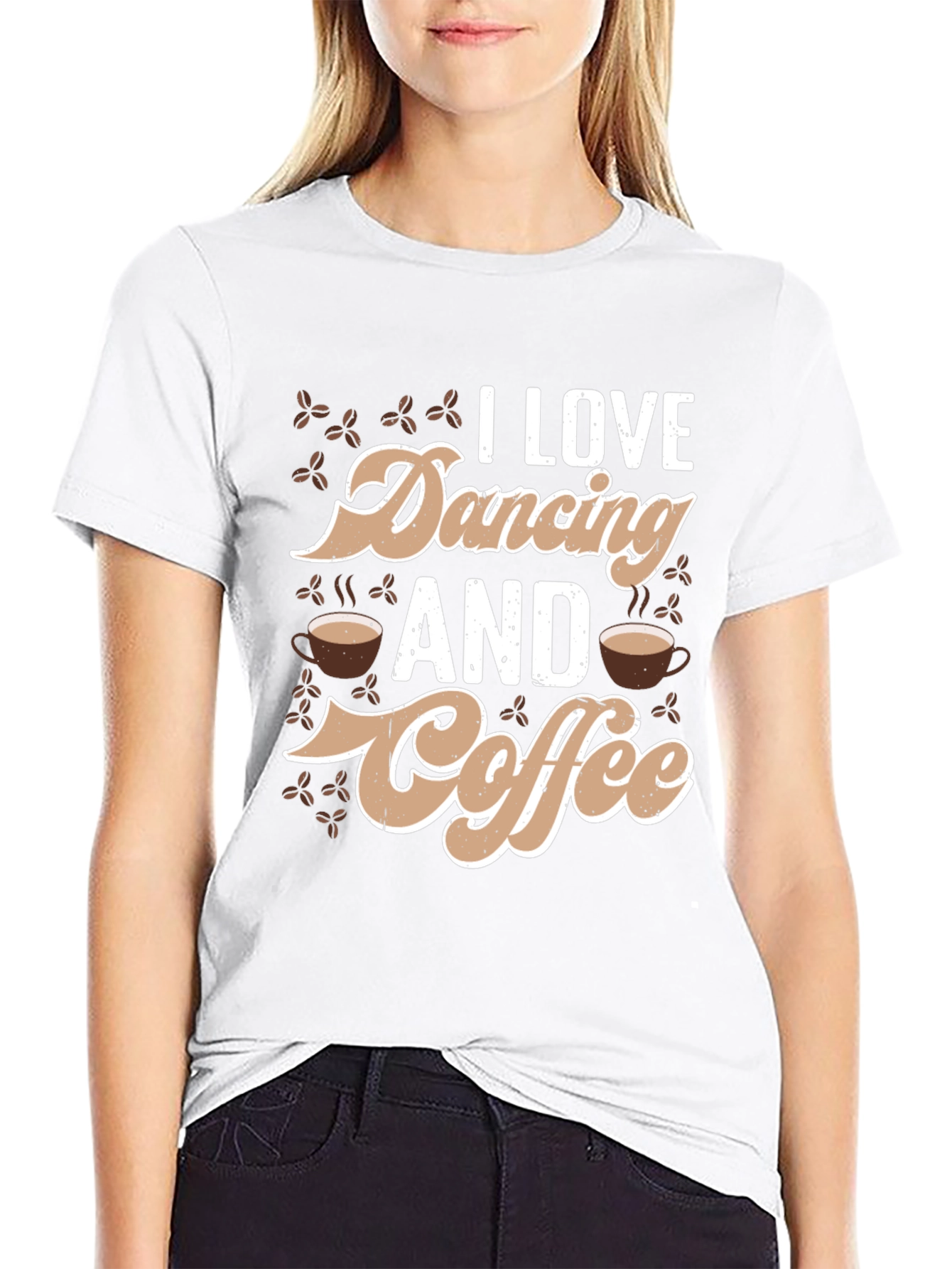 I Love Dancing and Coffee Black Graphic Tee