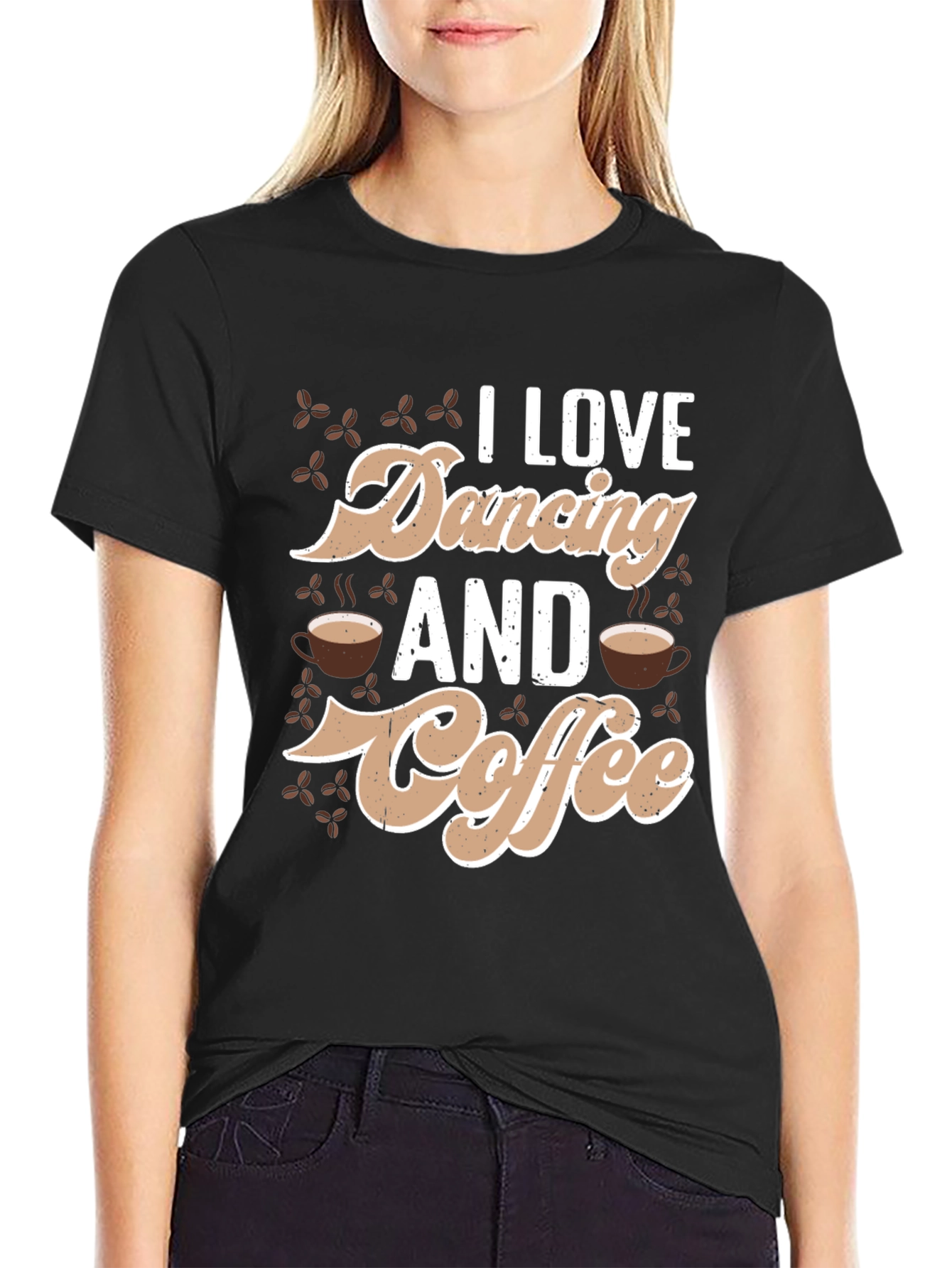 I Love Dancing and Coffee Black Graphic Tee