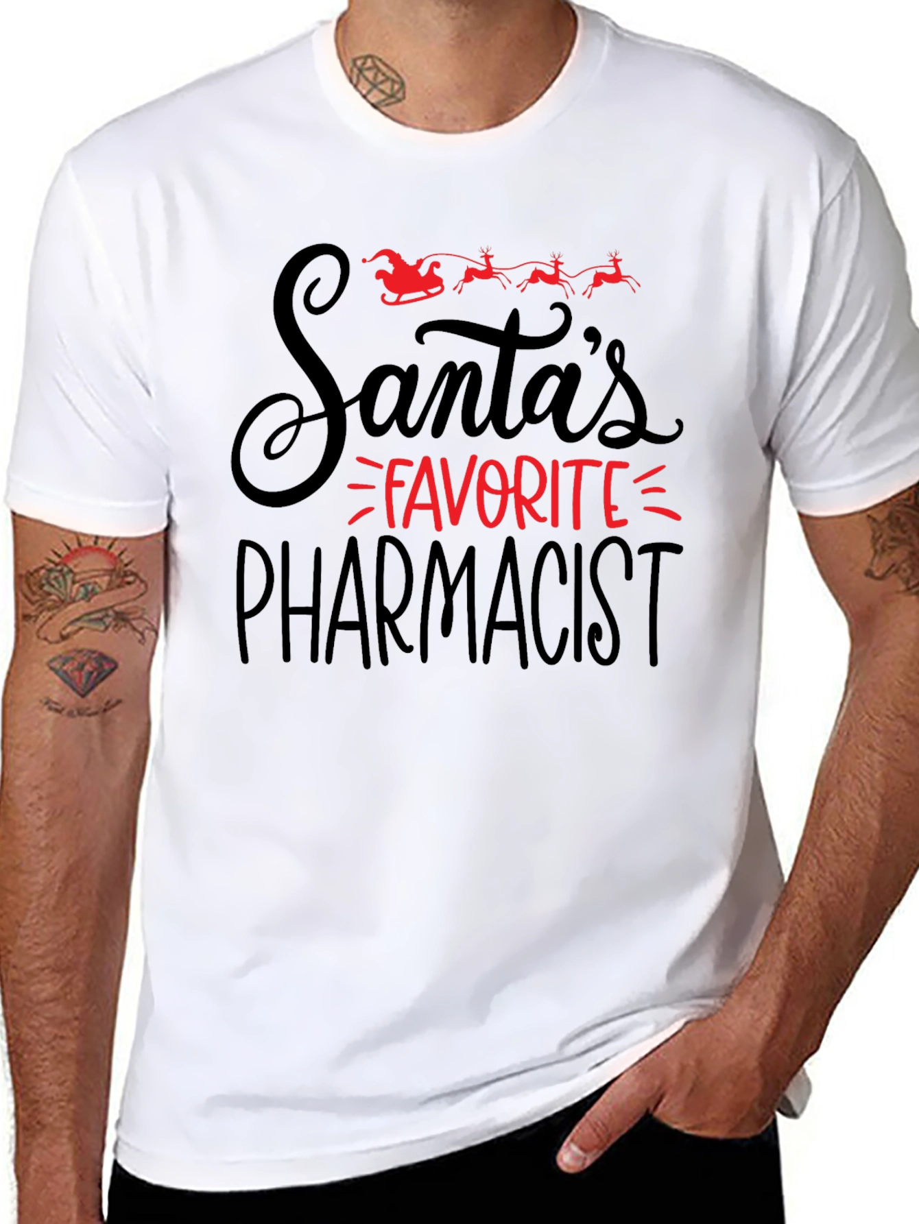 Santas Favorite Pharmacist T-Shirt Holiday Christmas Tee