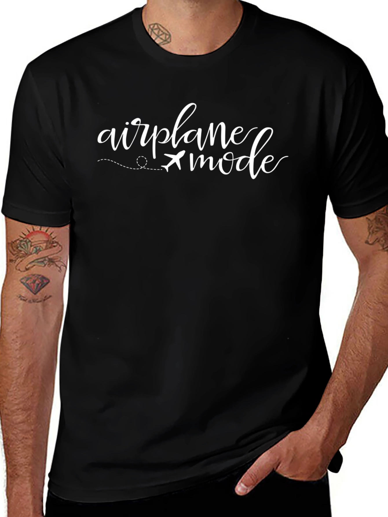 Airplane Mode Graphic T-Shirt - Black Casual Tee