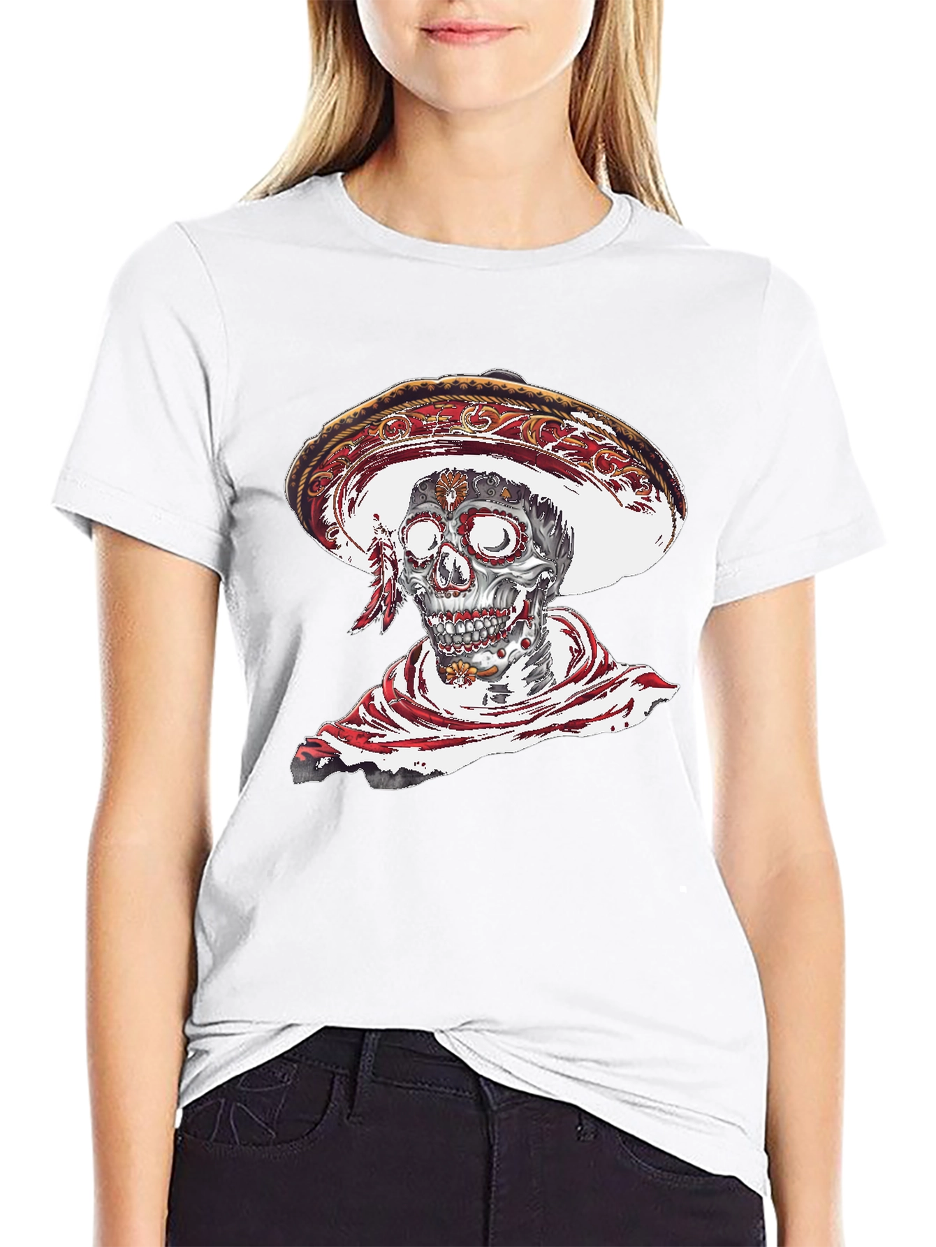 Day of the Dead Skull Graphic T-Shirt