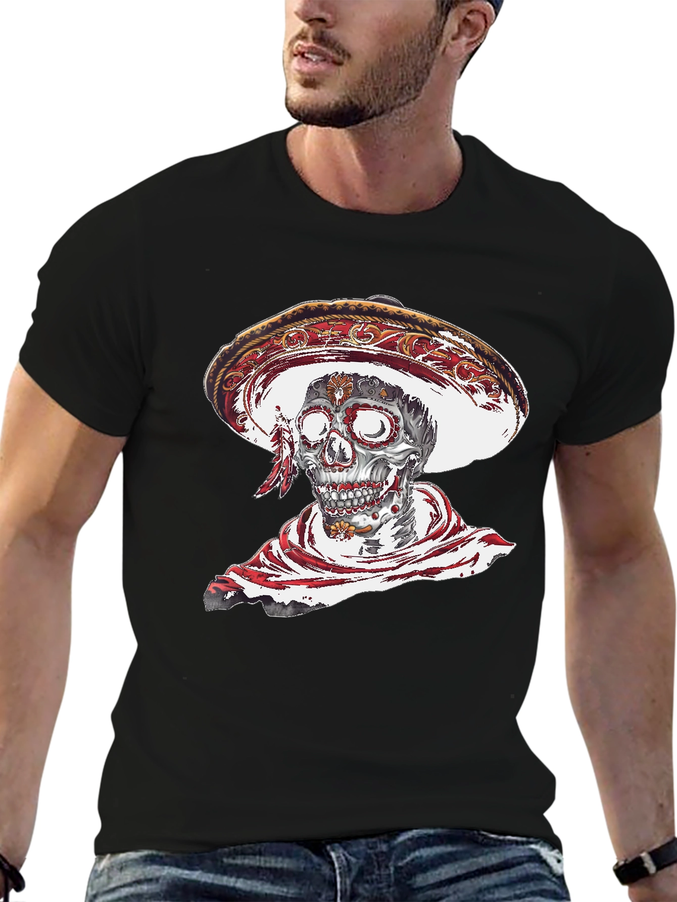 Day of the Dead Skull Graphic T-Shirt