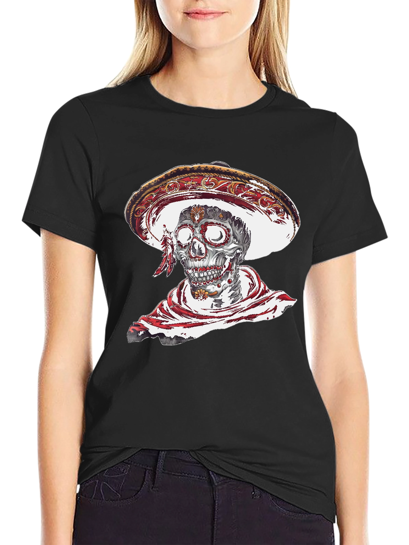 Day of the Dead Skull Graphic T-Shirt