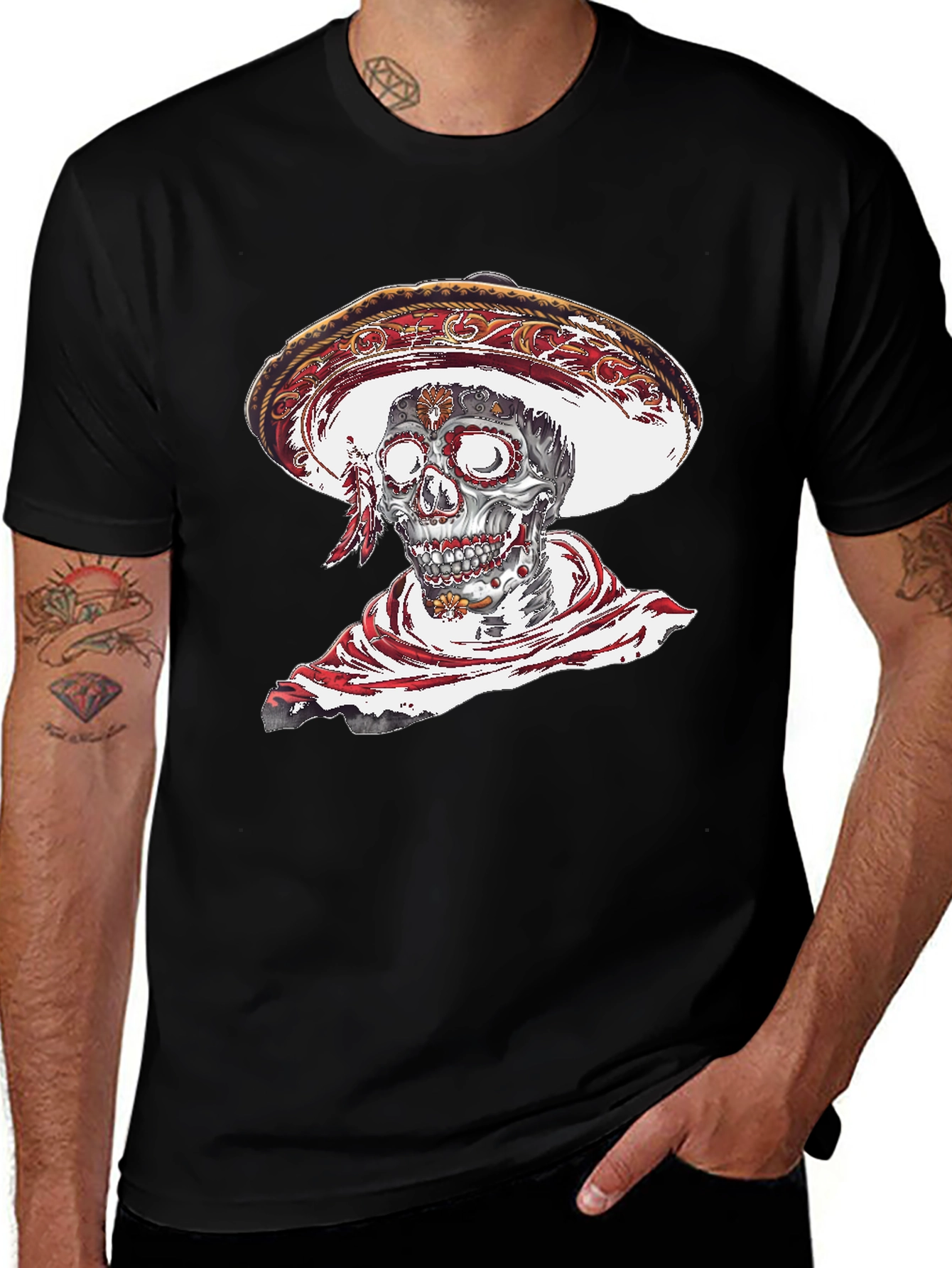 Day of the Dead Skull Graphic T-Shirt