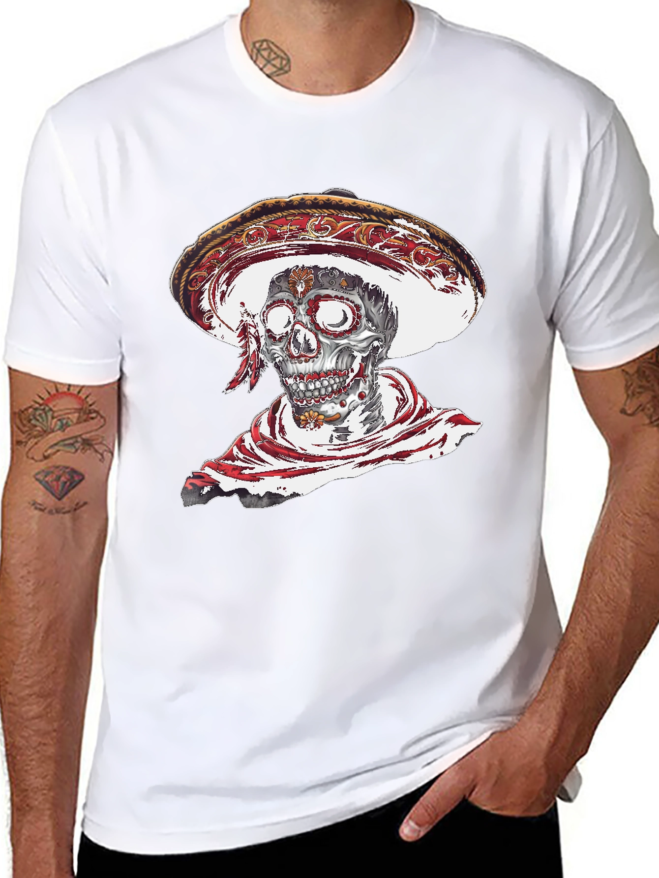 Day of the Dead Skull Graphic T-Shirt