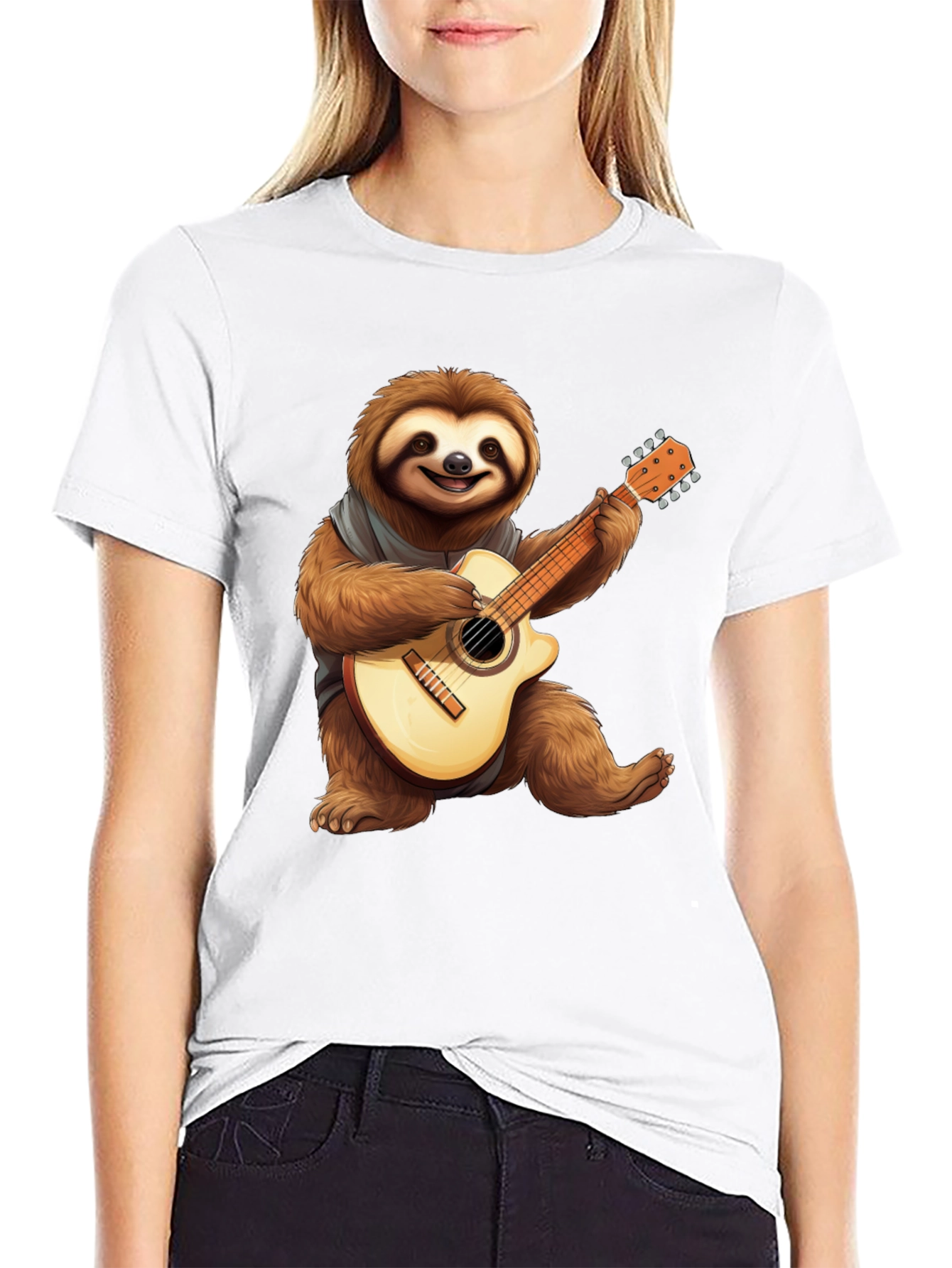 Sloth Guitar Player Graphic T-Shirt