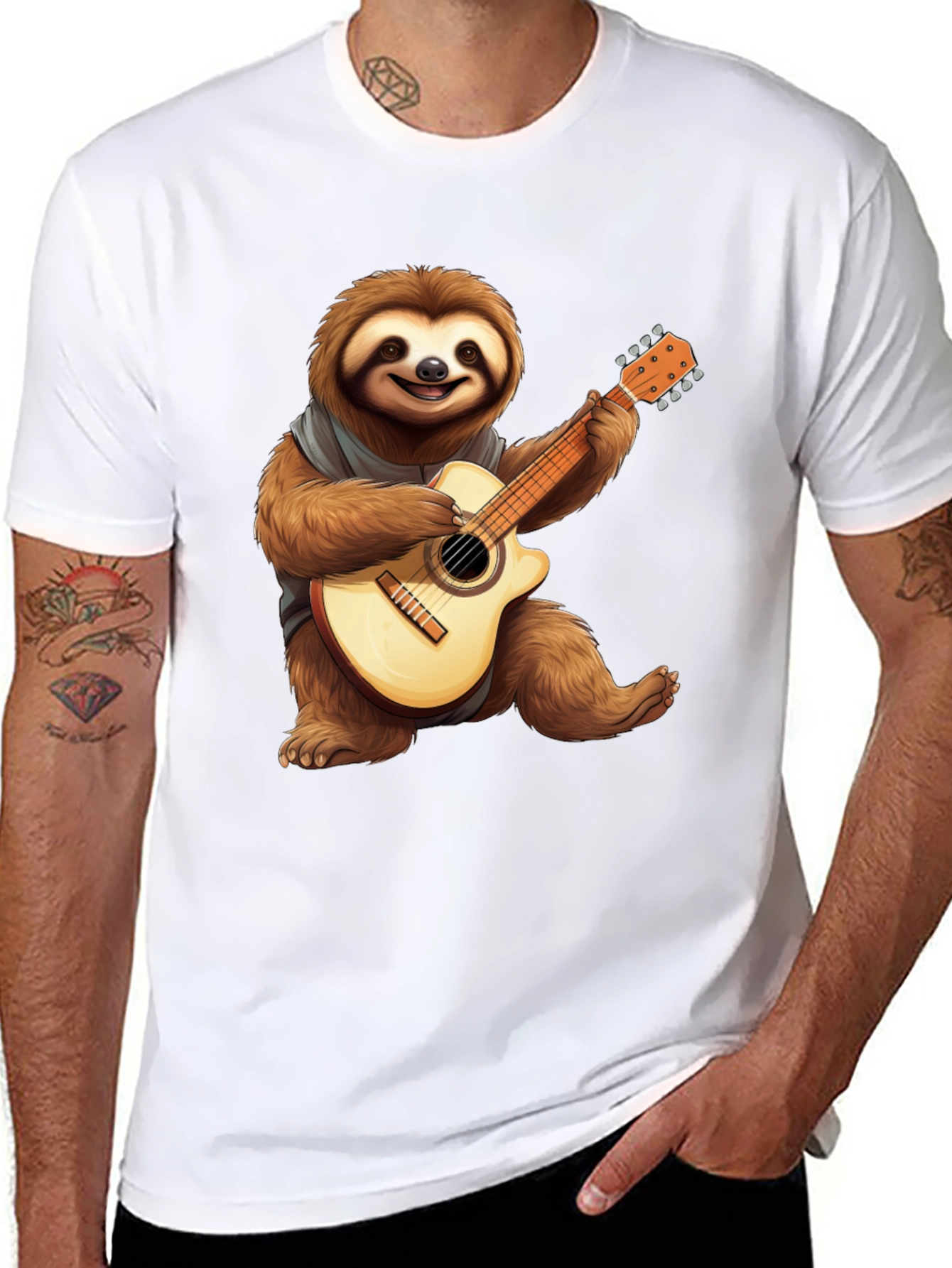 Sloth Guitar Player Graphic T-Shirt