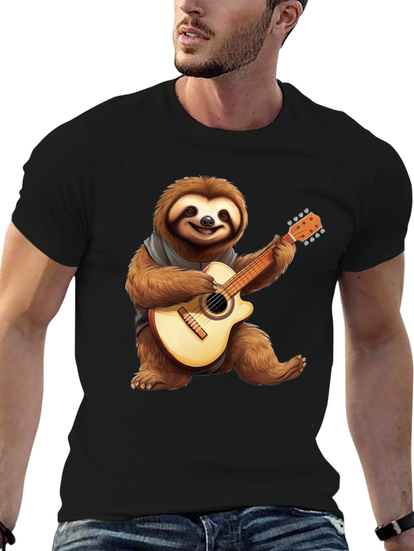 Sloth Guitar Player Graphic T-Shirt