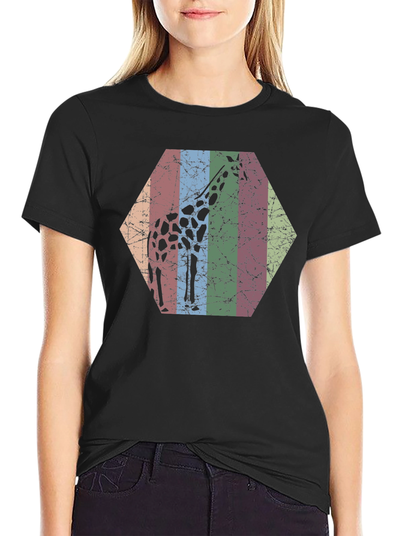 Giraffe Hexagon Graphic Tee - Unisex