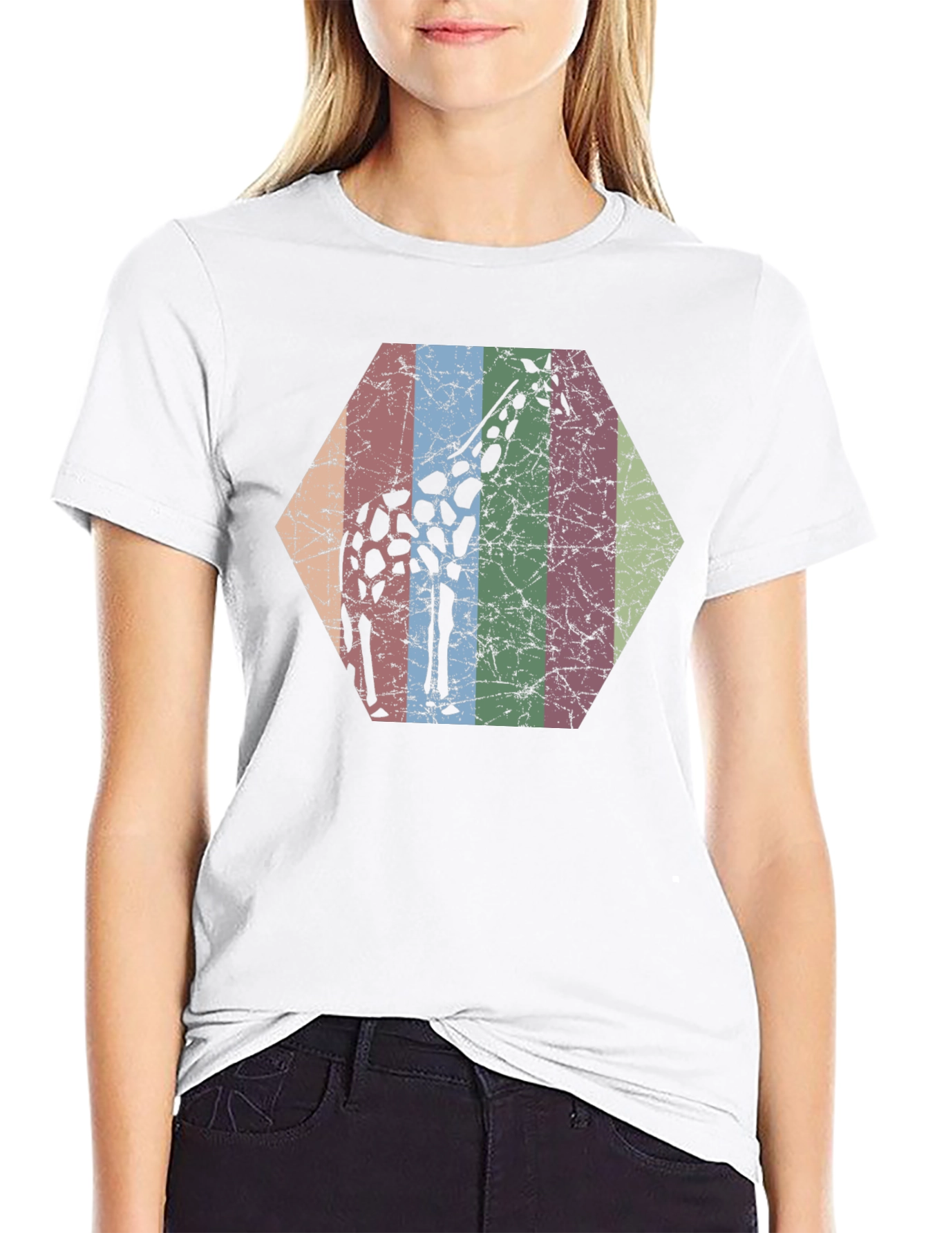 Giraffe Hexagon Graphic Tee - Unisex