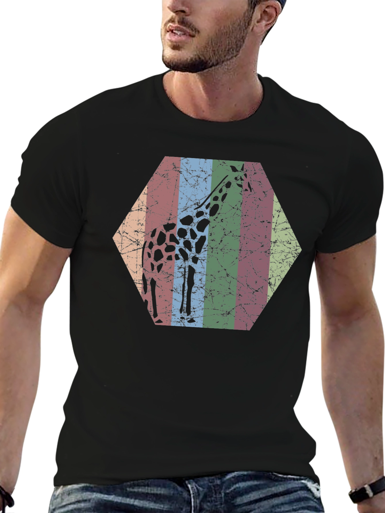 Giraffe Hexagon Graphic Tee - Unisex