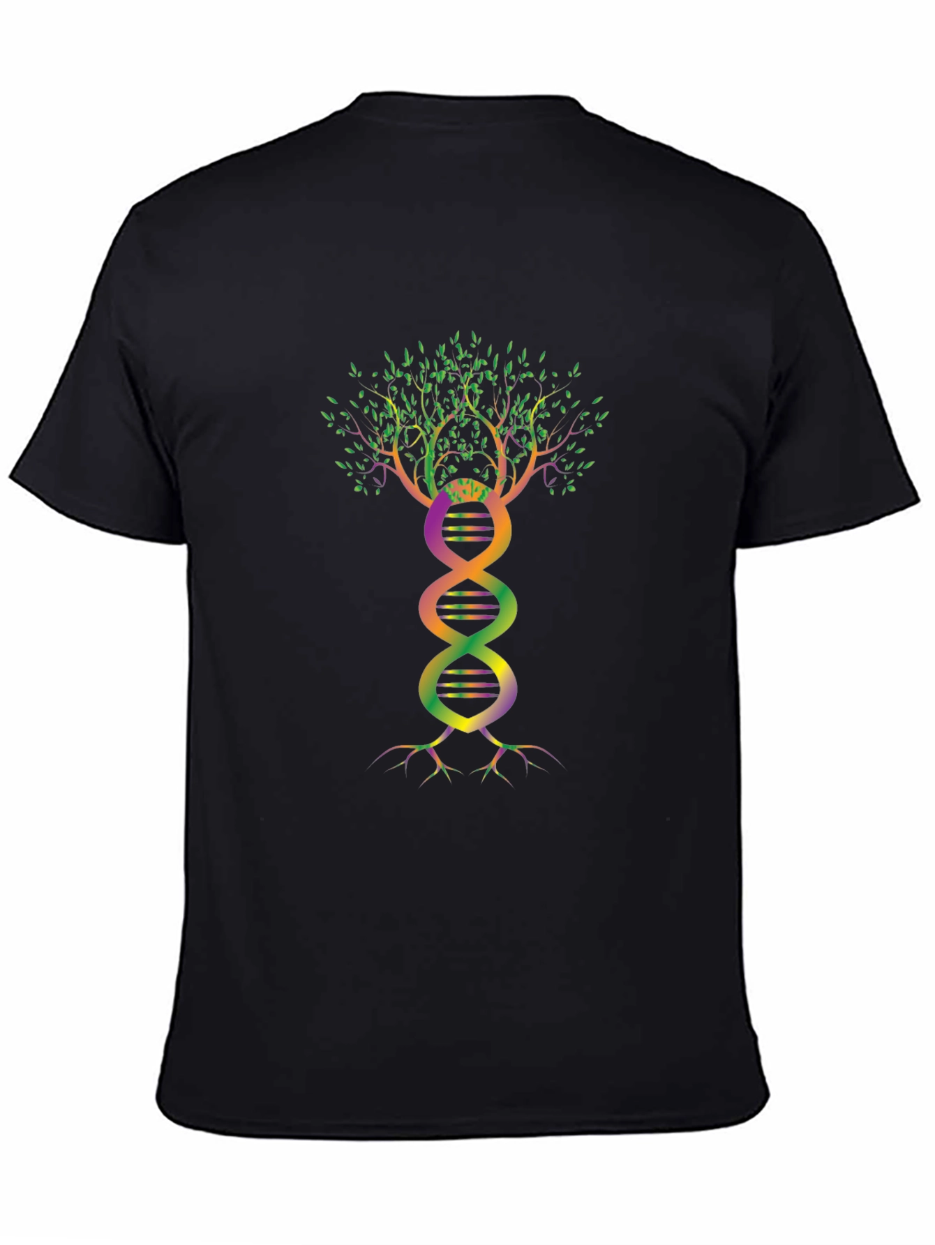 DNA Tree Graphic Tee - Black Cotton T-Shirt