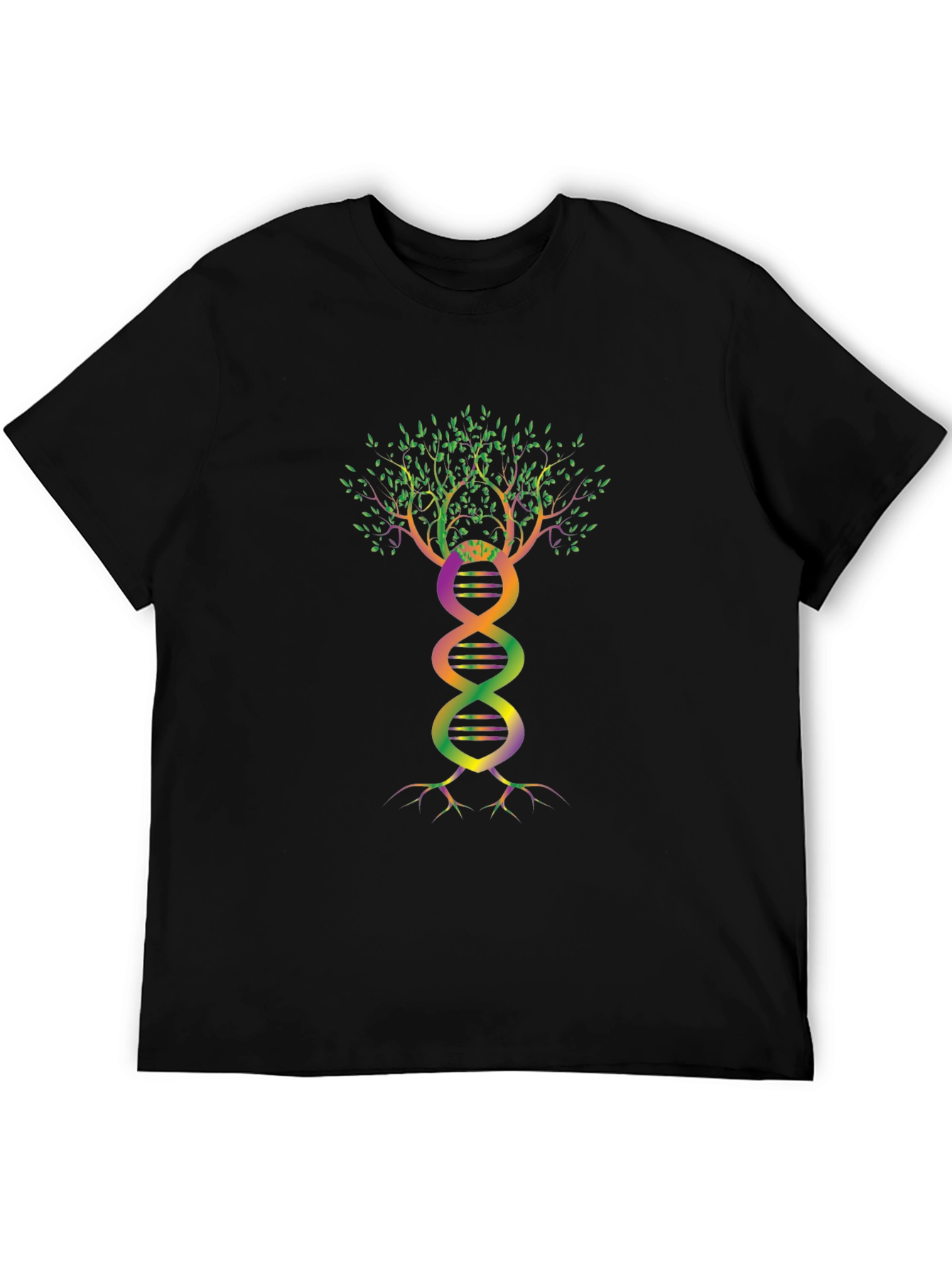 DNA Tree Graphic Tee - Black Cotton T-Shirt