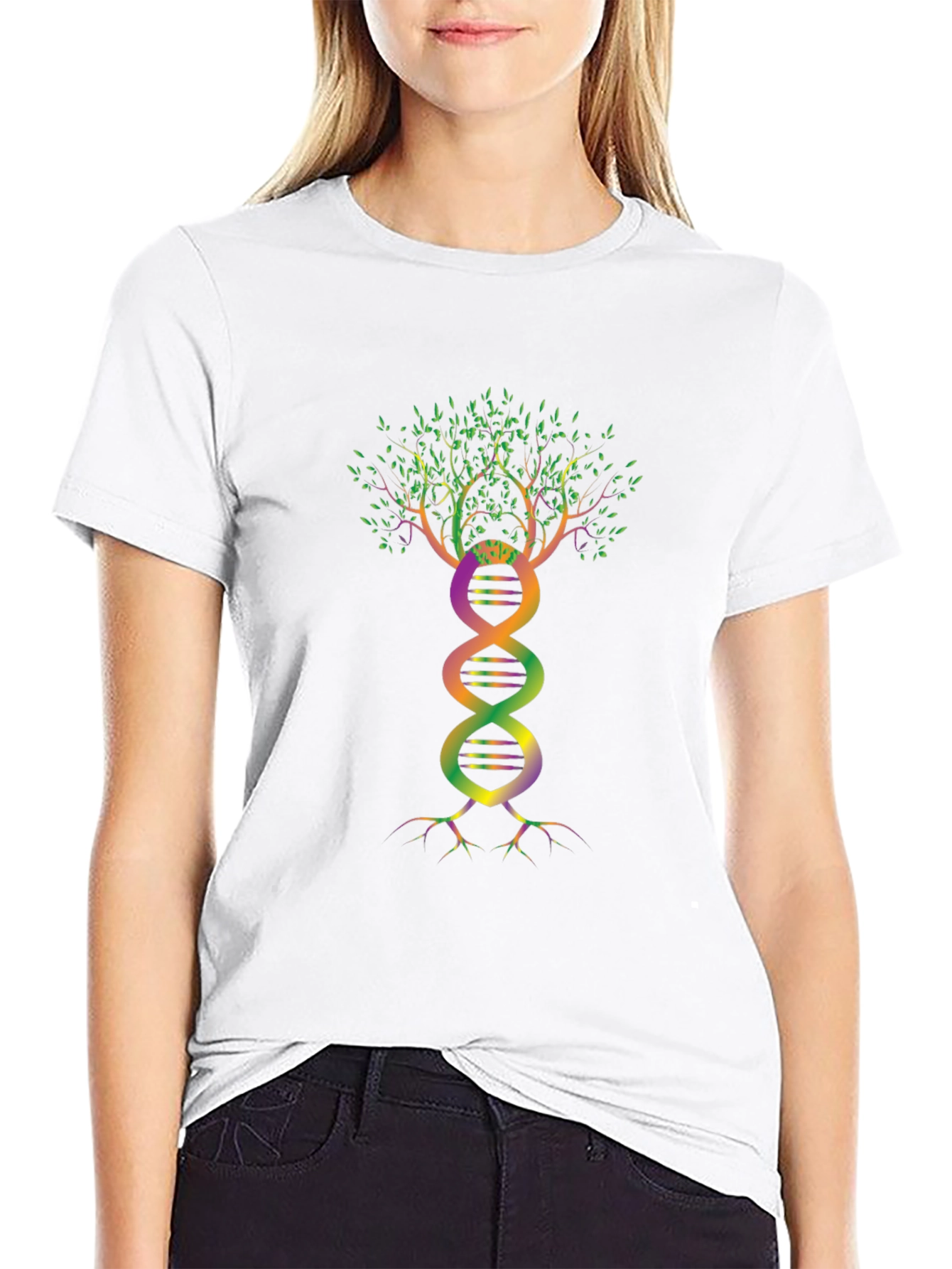 DNA Tree Graphic Tee - Black Cotton T-Shirt