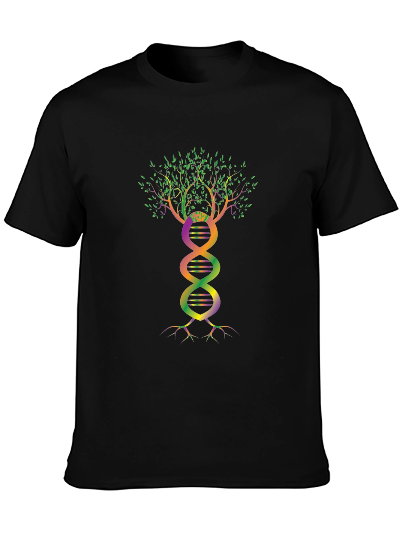 DNA Tree Graphic Tee - Black Cotton T-Shirt
