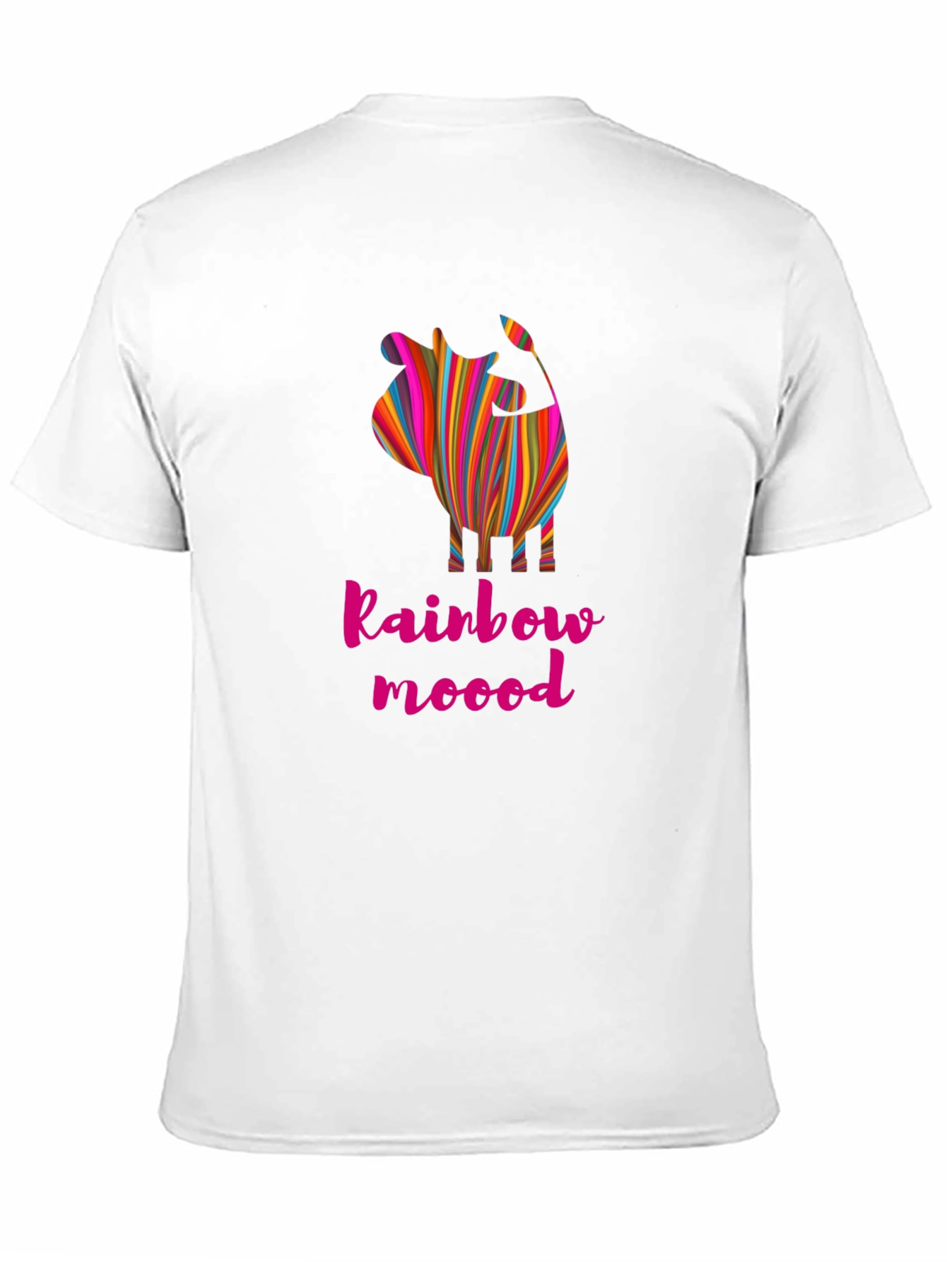 Rainbow Mood Striped Cow Graphic Tee